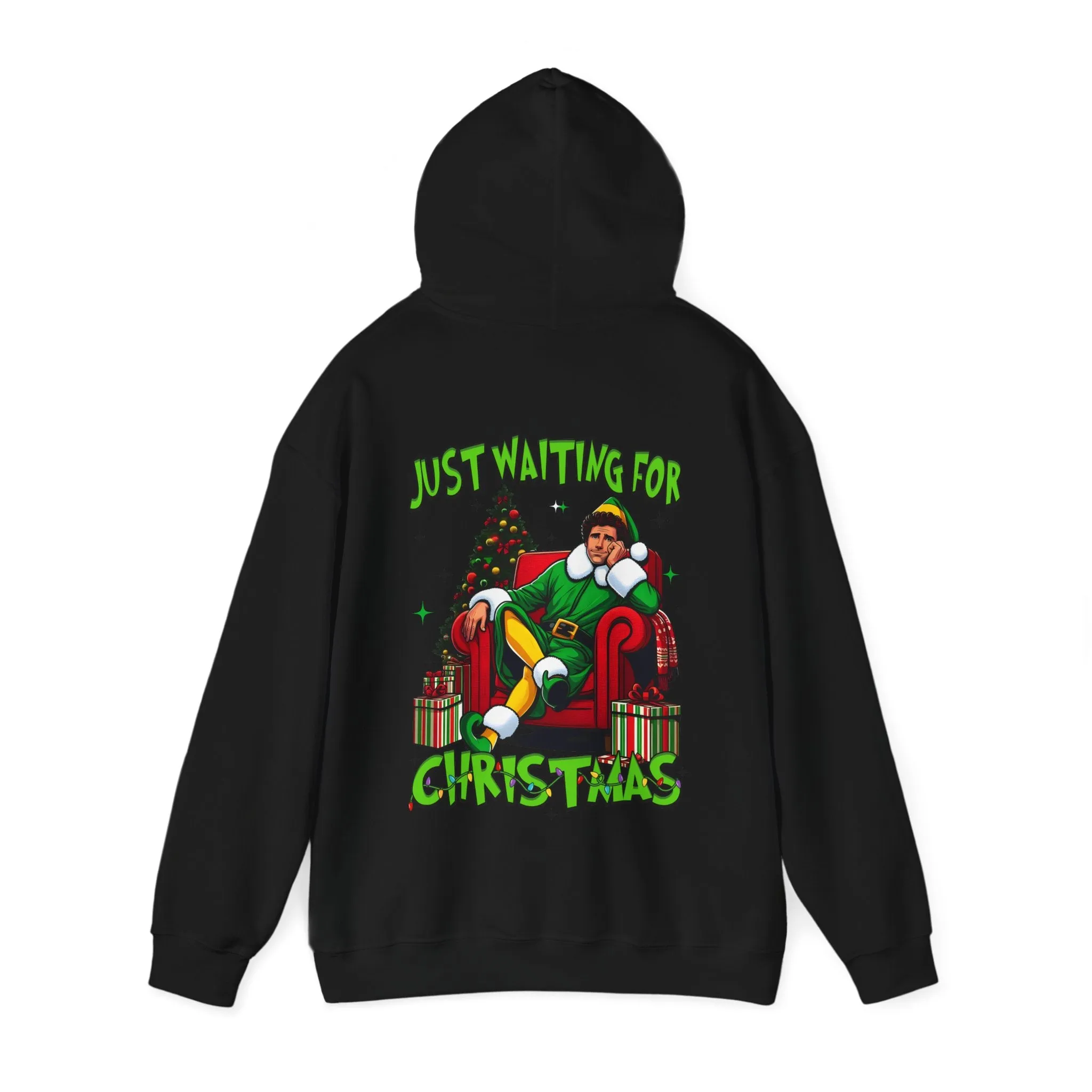 Christmas Vibes Unisex Heavy Blend™ Hooded Sweatshirt - Just Waiting for Christmas Design