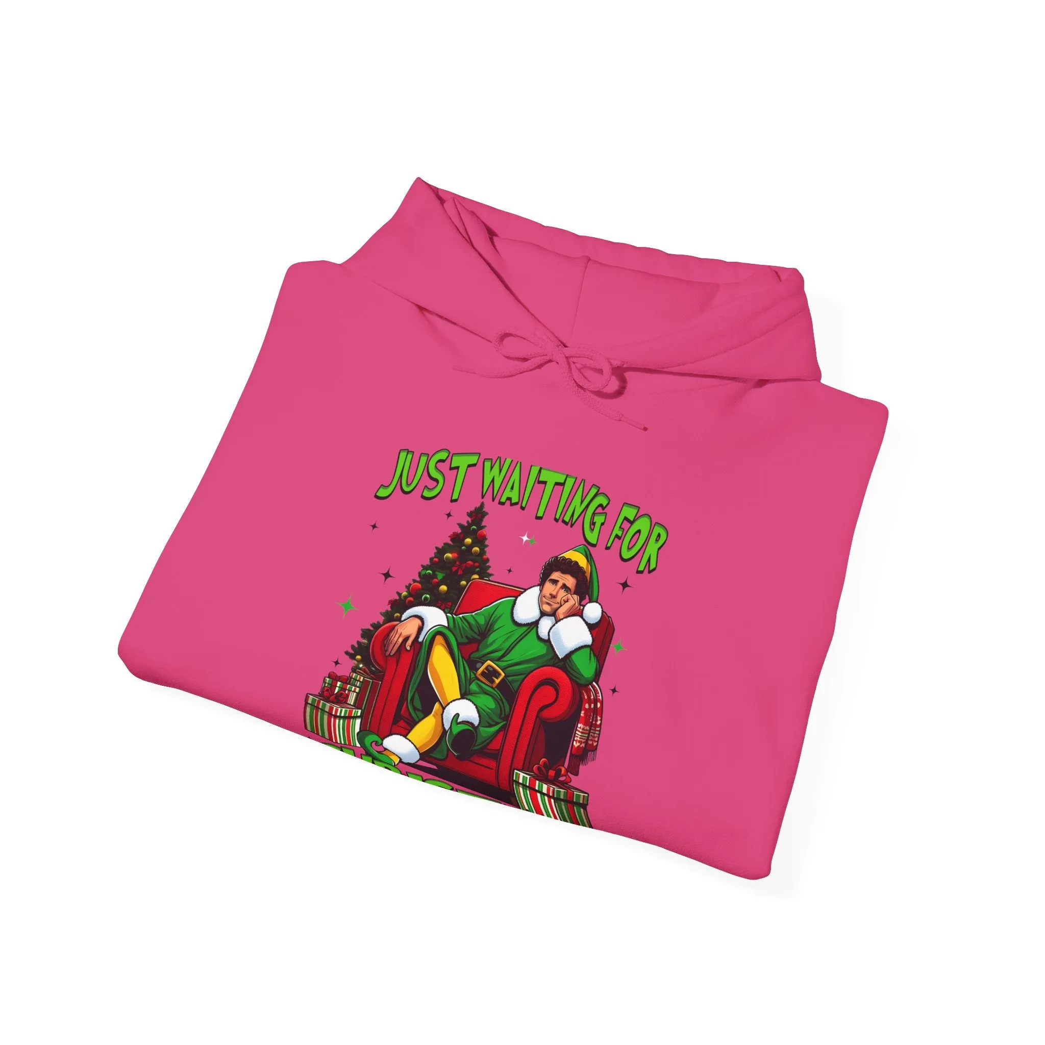 Christmas Vibes Unisex Heavy Blend™ Hooded Sweatshirt - Just Waiting for Christmas Design