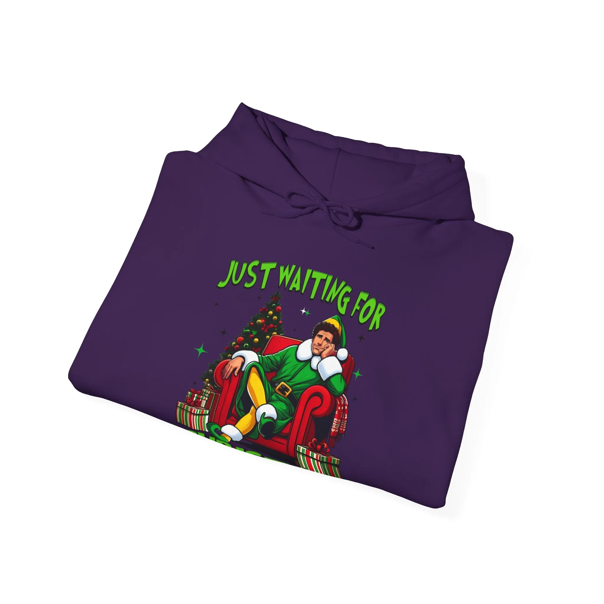 Christmas Vibes Unisex Heavy Blend™ Hooded Sweatshirt - Just Waiting for Christmas Design