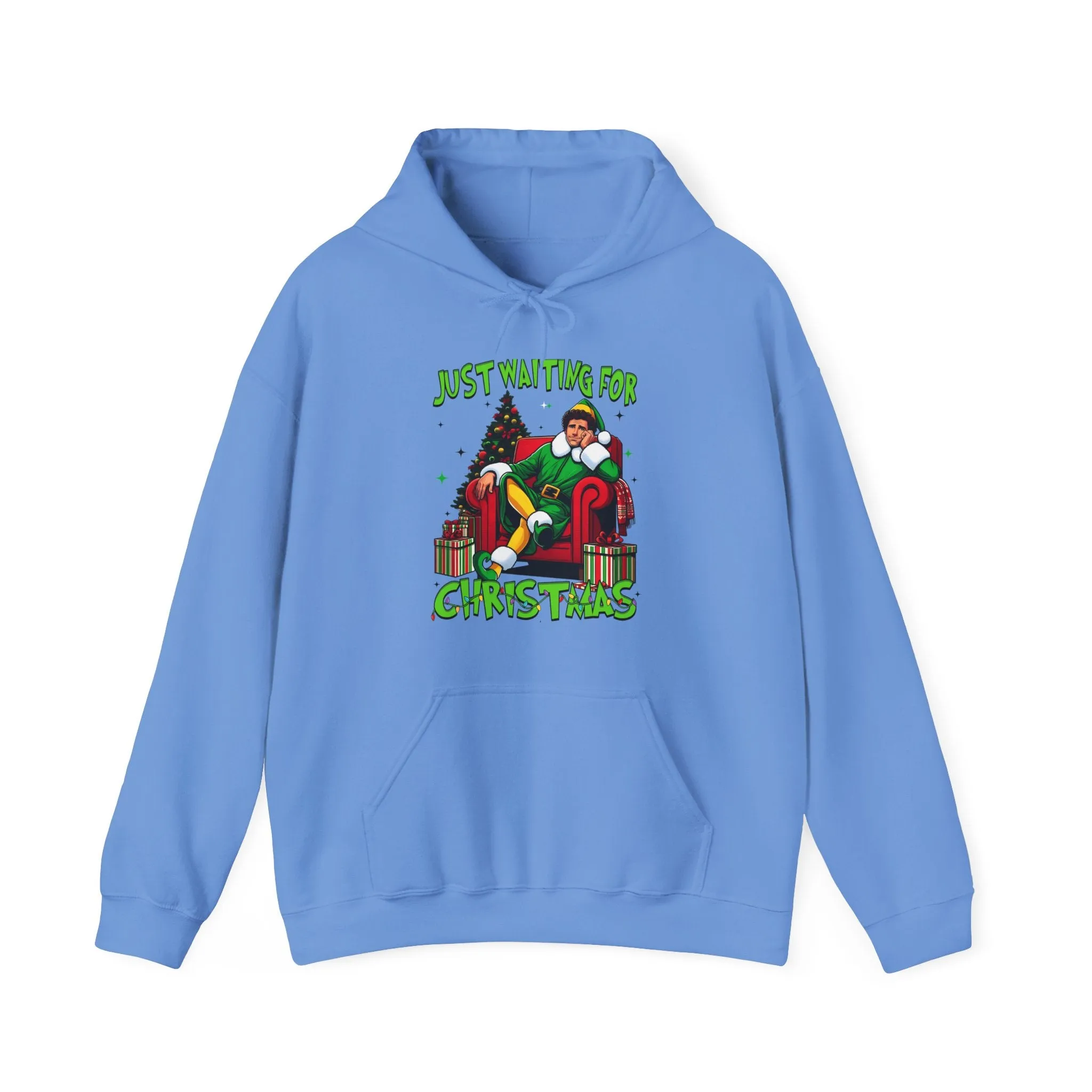 Christmas Vibes Unisex Heavy Blend™ Hooded Sweatshirt - Just Waiting for Christmas Design