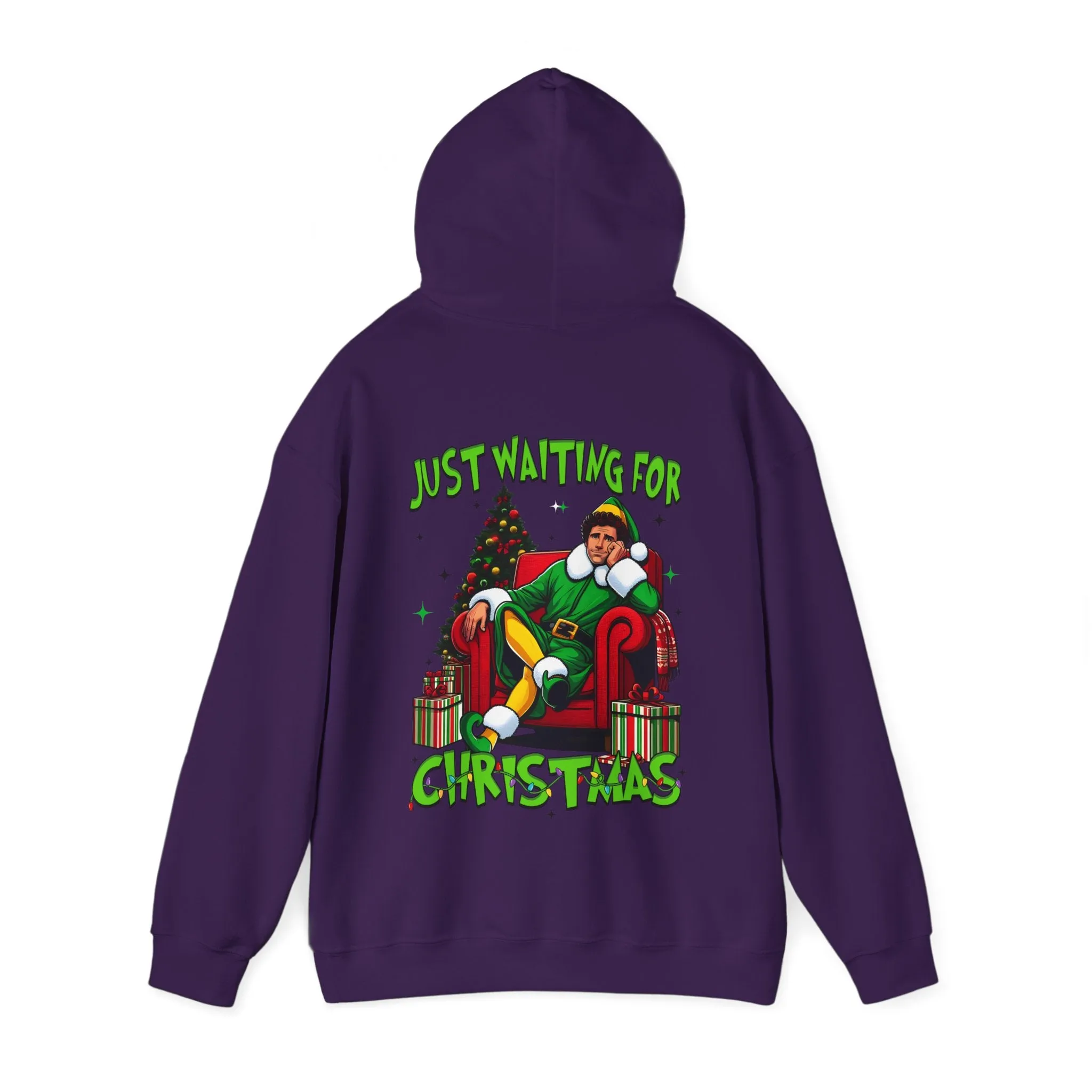 Christmas Vibes Unisex Heavy Blend™ Hooded Sweatshirt - Just Waiting for Christmas Design