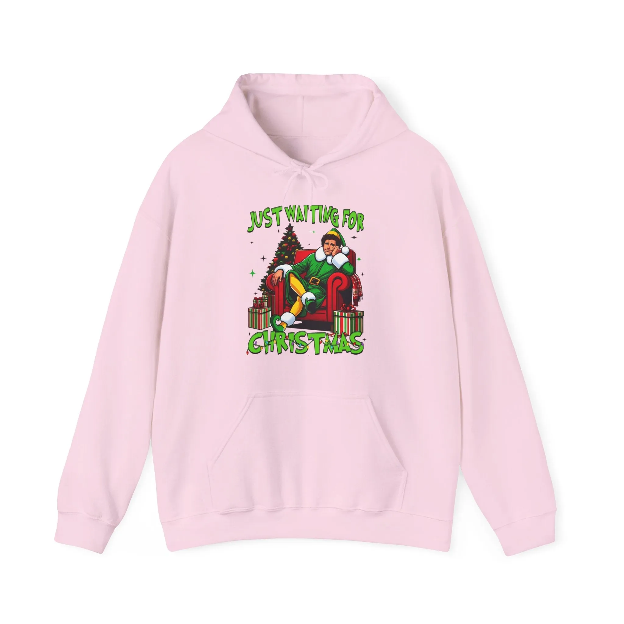 Christmas Vibes Unisex Heavy Blend™ Hooded Sweatshirt - Just Waiting for Christmas Design