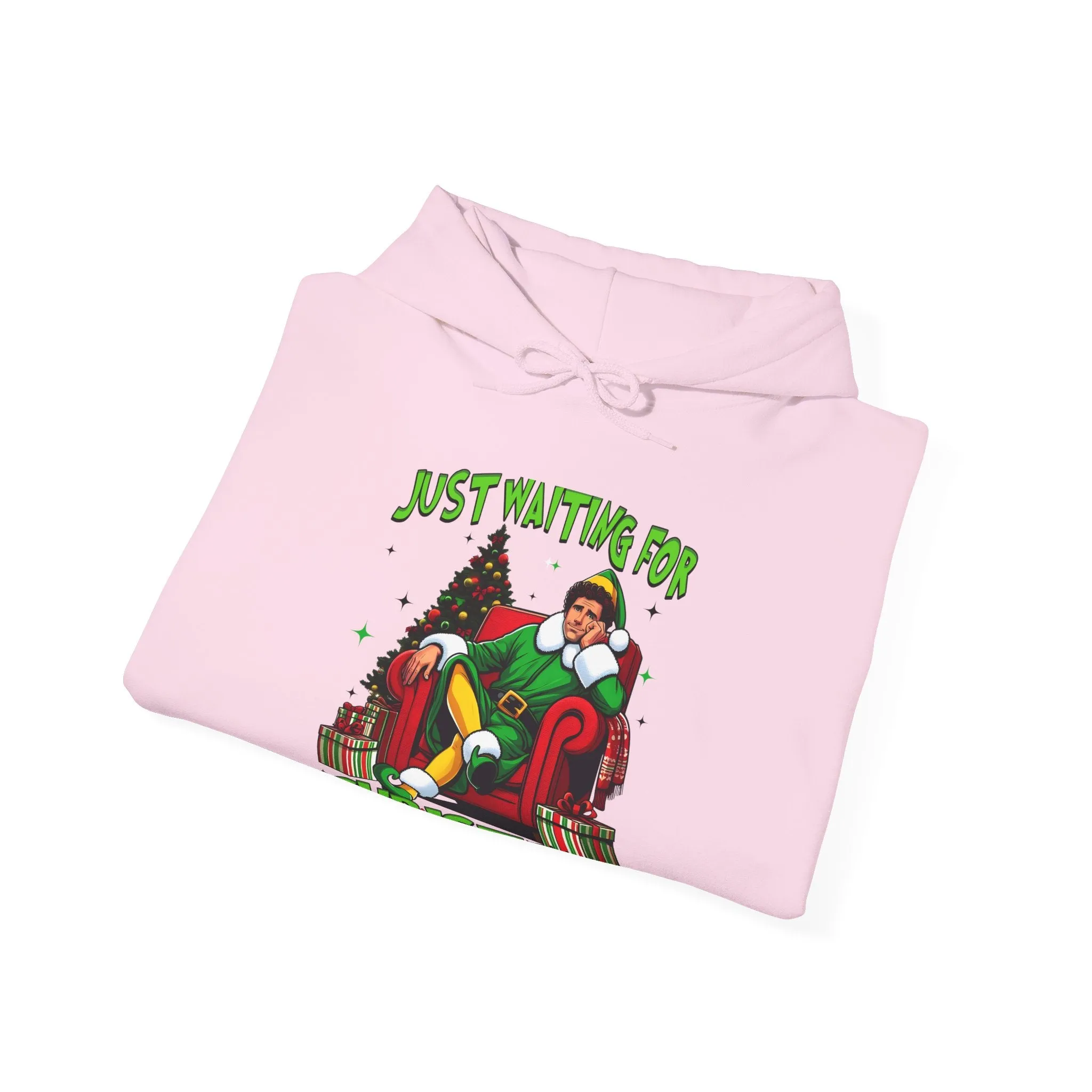 Christmas Vibes Unisex Heavy Blend™ Hooded Sweatshirt - Just Waiting for Christmas Design
