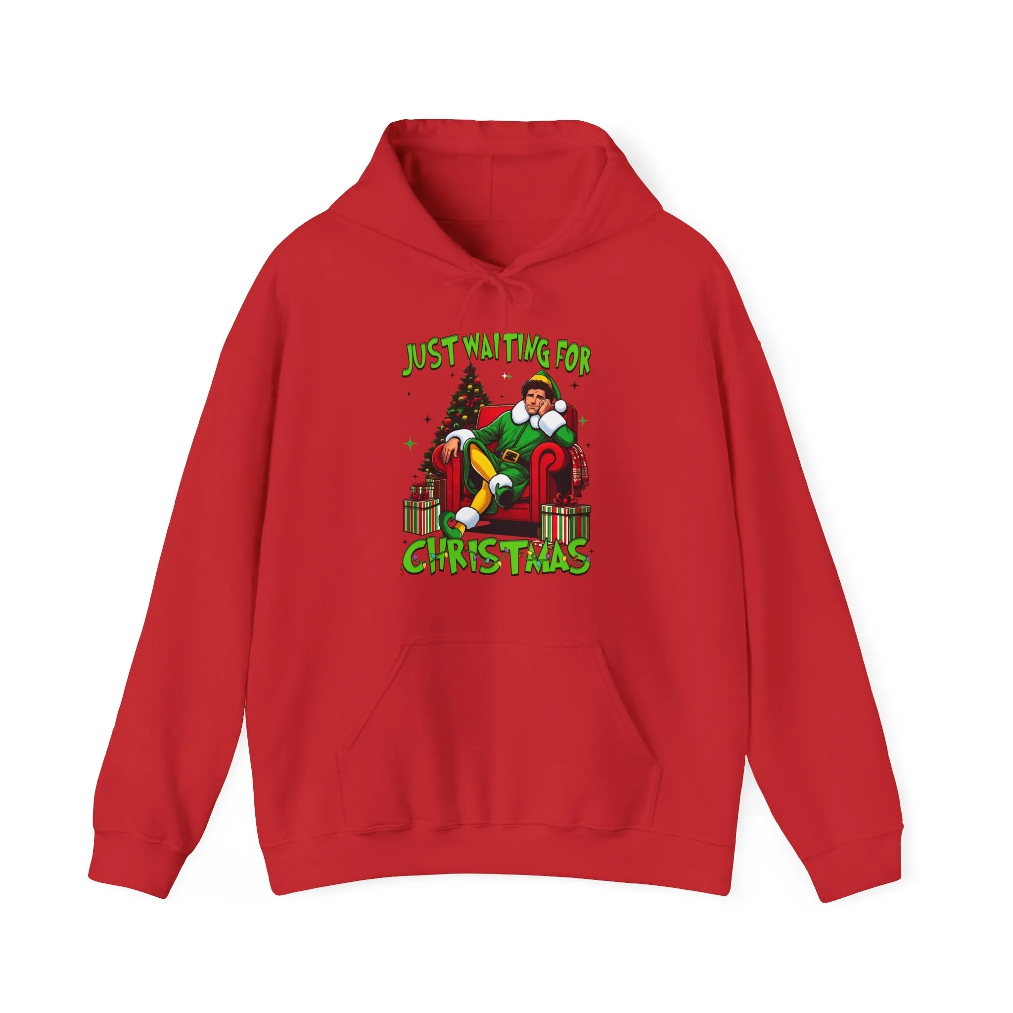 Christmas Vibes Unisex Heavy Blend™ Hooded Sweatshirt - Just Waiting for Christmas Design