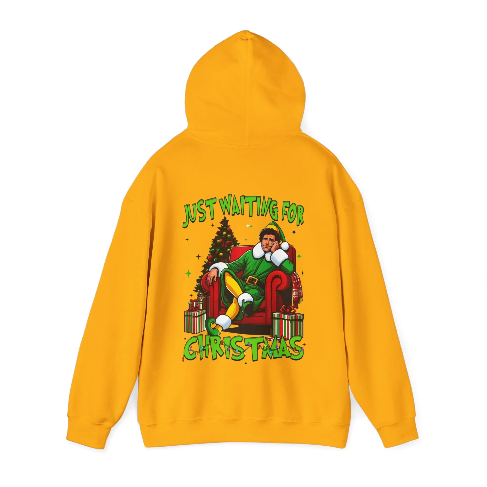 Christmas Vibes Unisex Heavy Blend™ Hooded Sweatshirt - Just Waiting for Christmas Design
