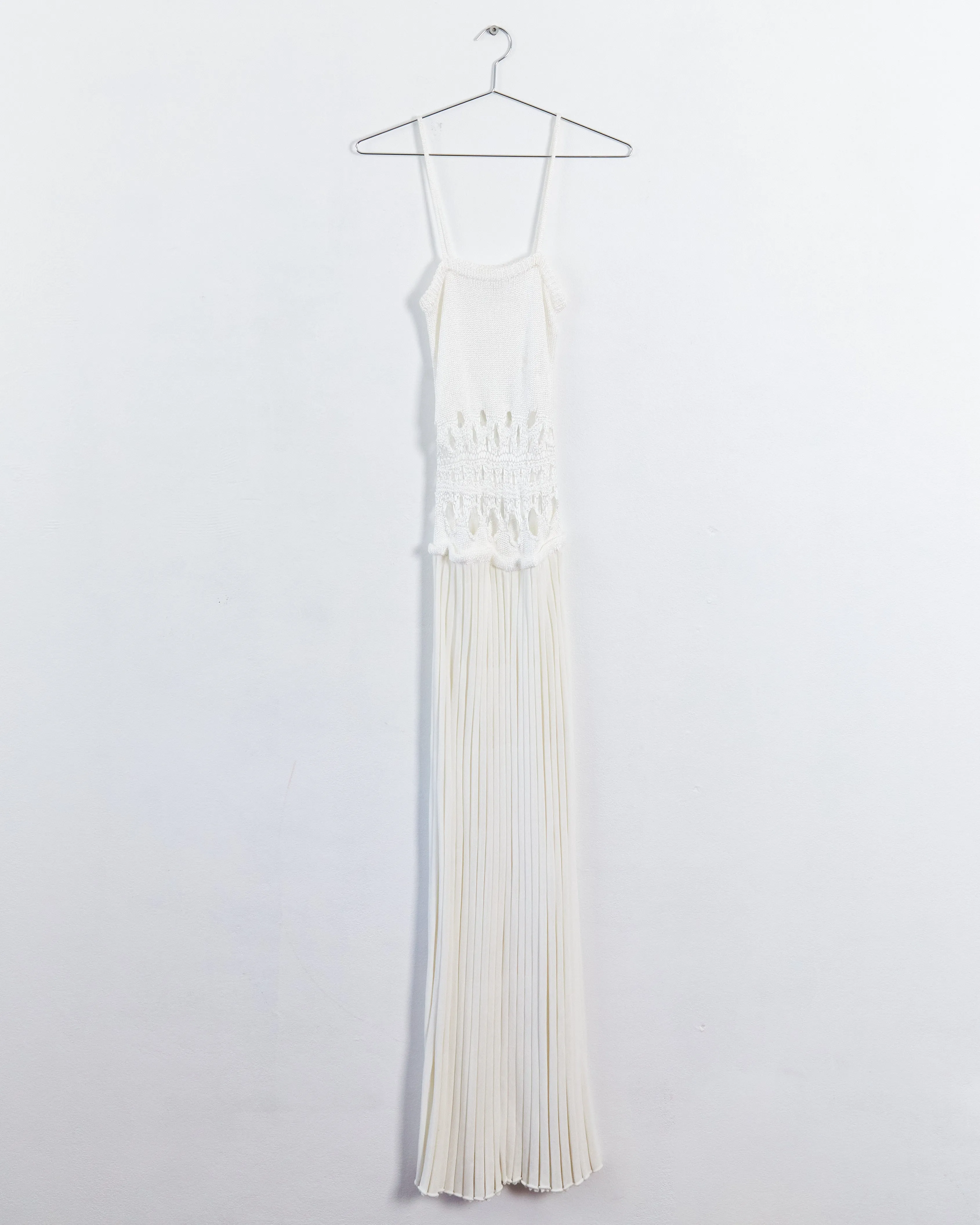 Christopher Esber crochet knit pleated maxi dress, white, 10