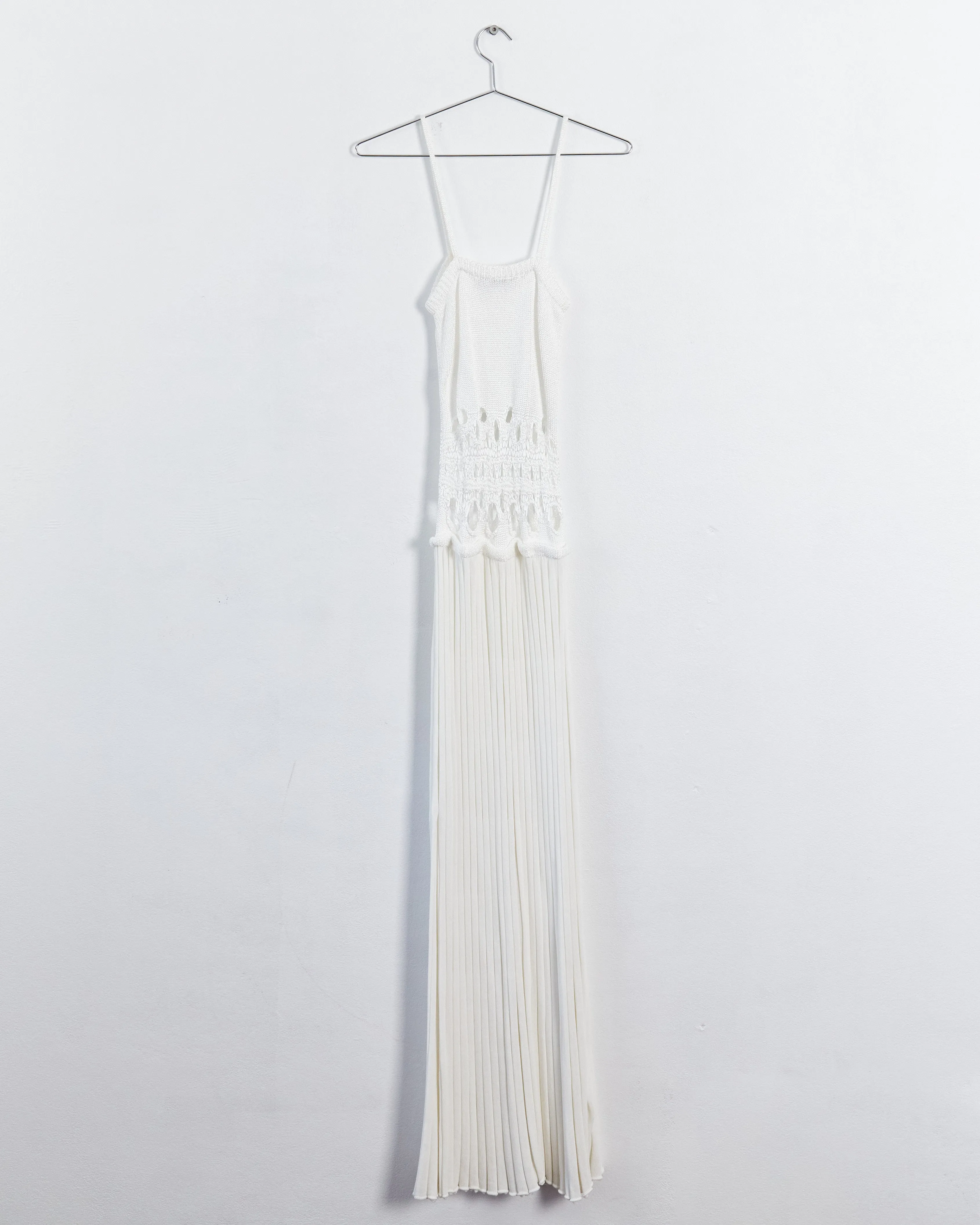 Christopher Esber crochet knit pleated maxi dress, white, 10