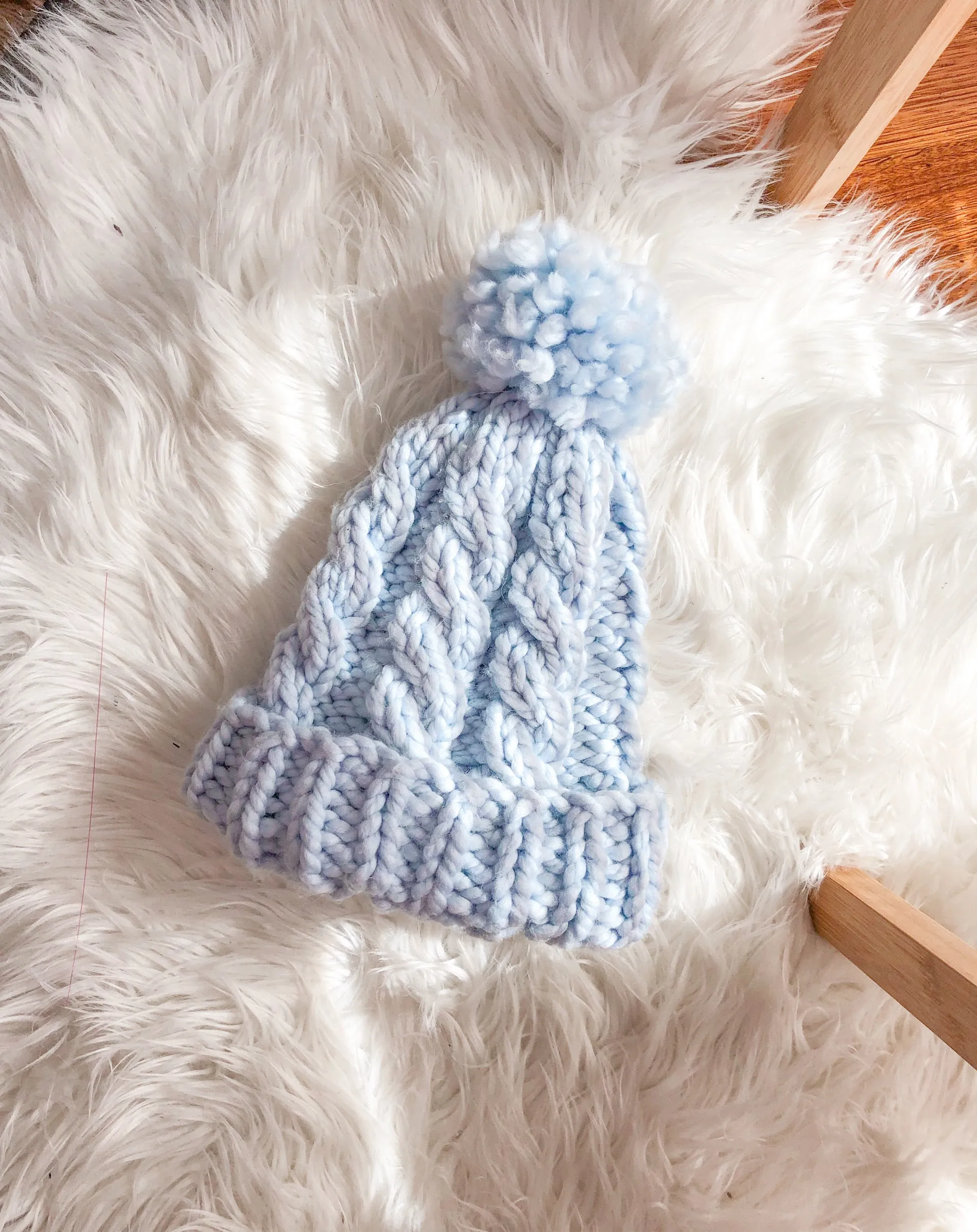 Chunky Cabled Beanie Hat Knitting Pattern
