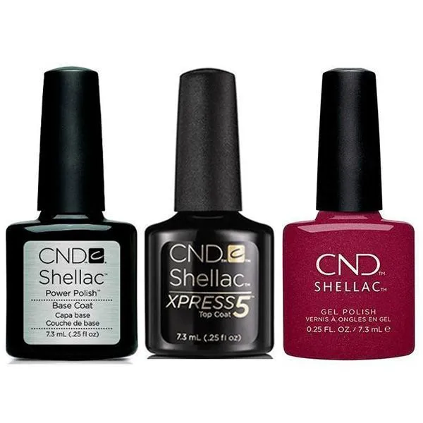 CND - Shellac Xpress5 Combo - Base, Top & Rebellious Ruby (0.25 oz)