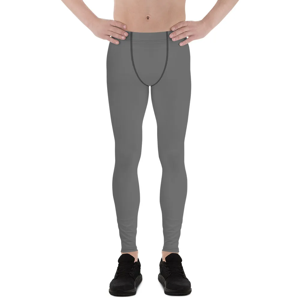 Concrete Gray Men's Leggings, Solid Color Meggings Compression Tights-Made in USA/EU
