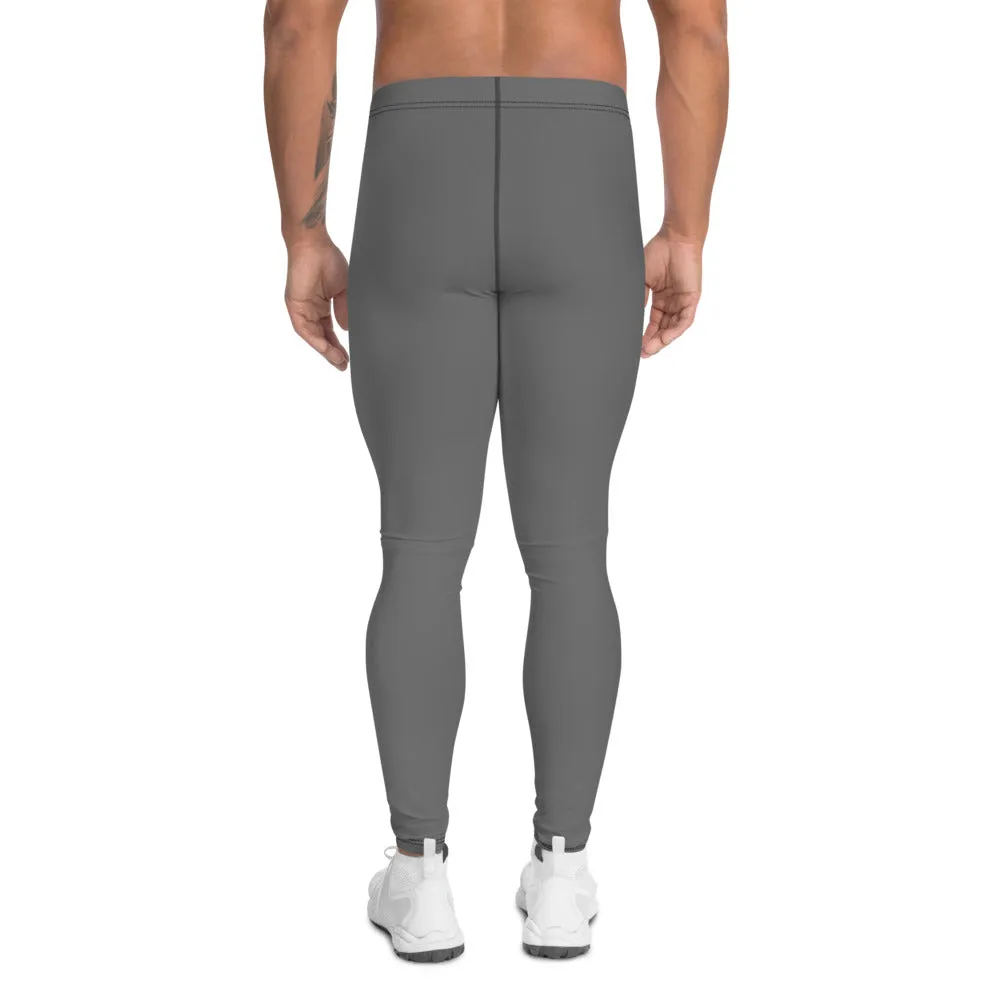 Concrete Gray Men's Leggings, Solid Color Meggings Compression Tights-Made in USA/EU