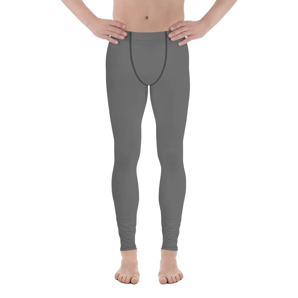 Concrete Gray Men's Leggings, Solid Color Meggings Compression Tights-Made in USA/EU