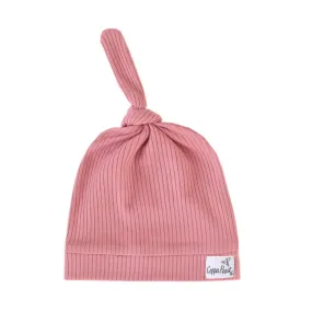 Copper Pearl Rosewood Rib Knit Top Knot Hat