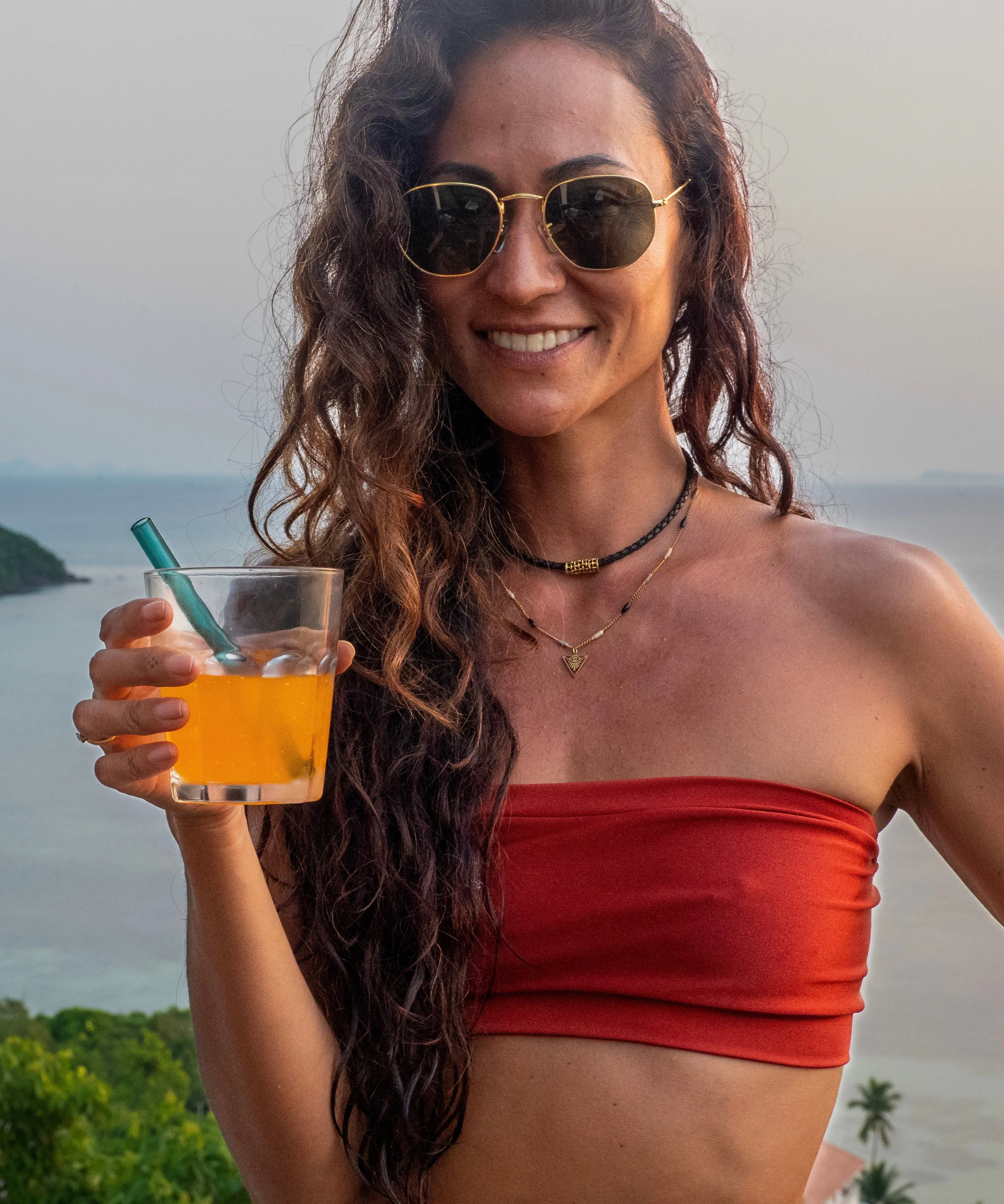 Coral Bandeau Top