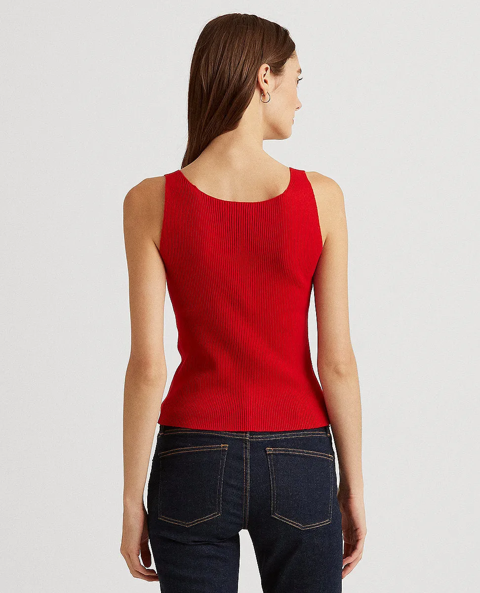 Cotton-Blend Sleeveless Sweater In Red