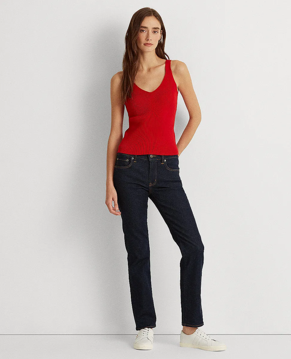 Cotton-Blend Sleeveless Sweater In Red