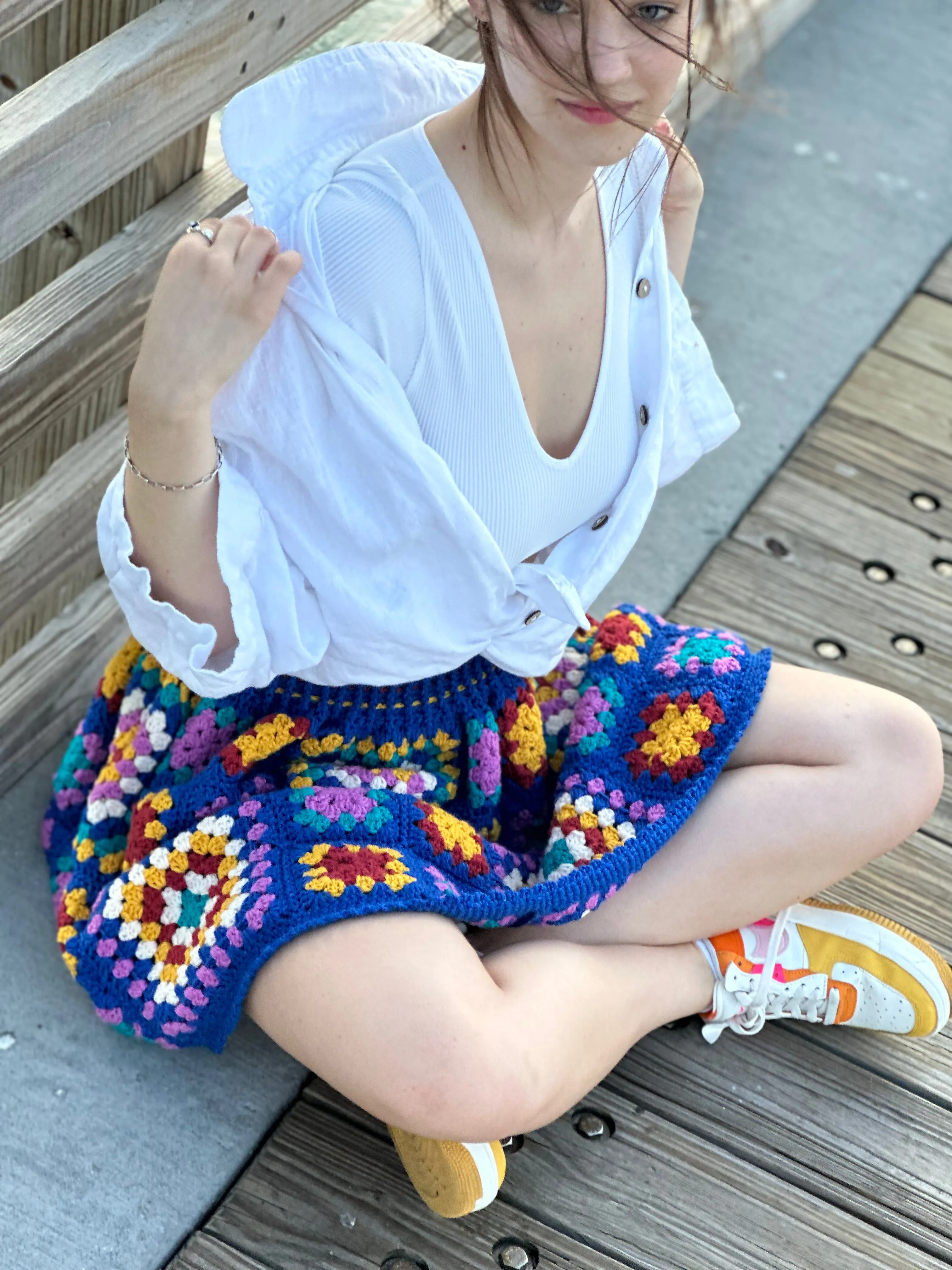 Crochet Granny Square Skirt PDF Pattern (instant download)