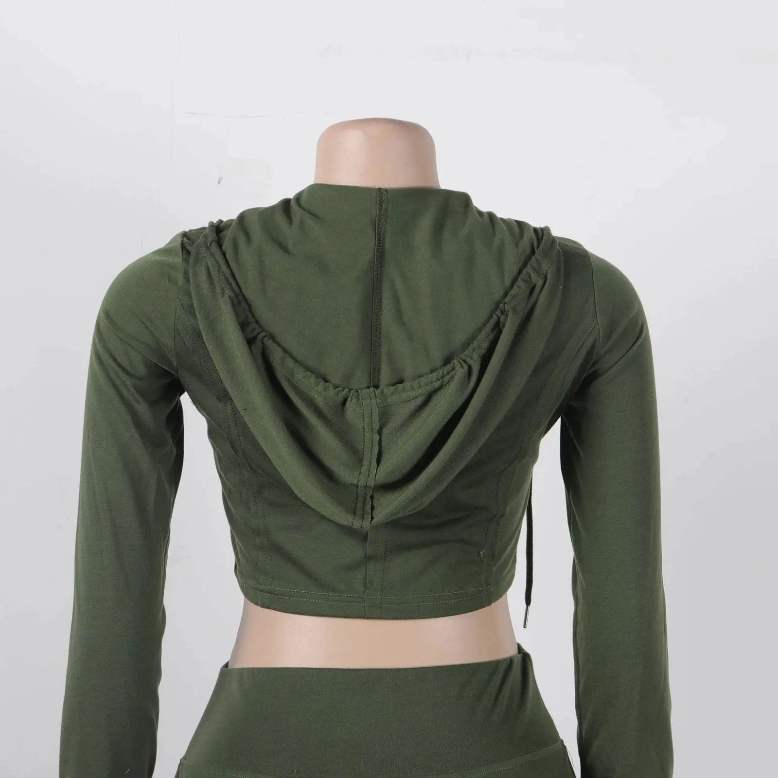 Crop V-neck Hoodie and Flare Pants Activewear Sets