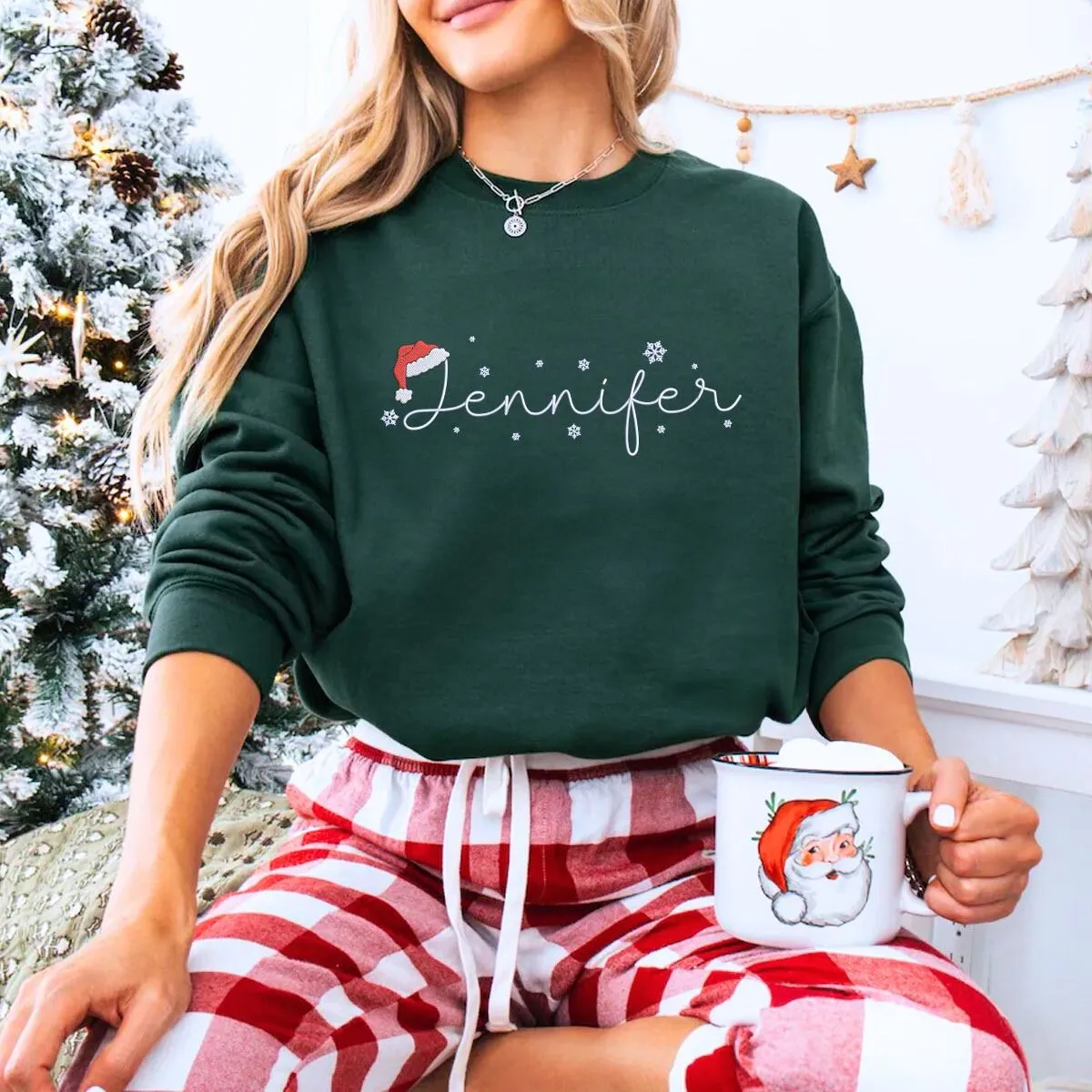 Custom Christmas Name Sweatshirt or Hoodie, Unique Embroidered Gift