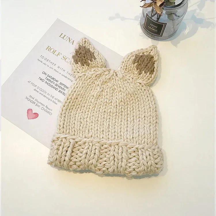 Cute Cartoon Kitty Cat Ears Knit Hat
