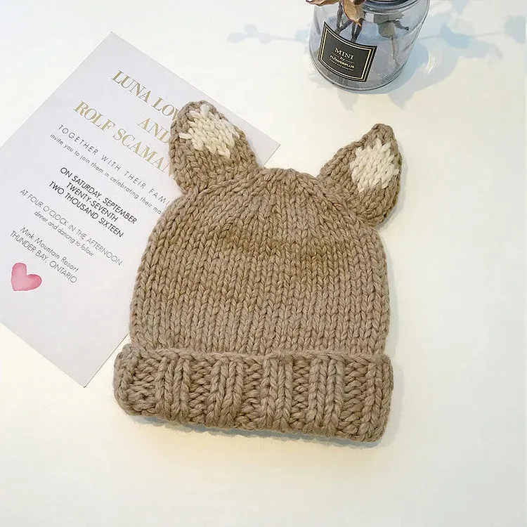 Cute Cartoon Kitty Cat Ears Knit Hat