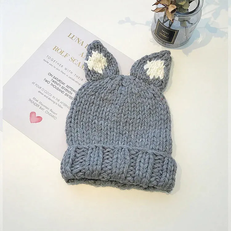 Cute Cartoon Kitty Cat Ears Knit Hat