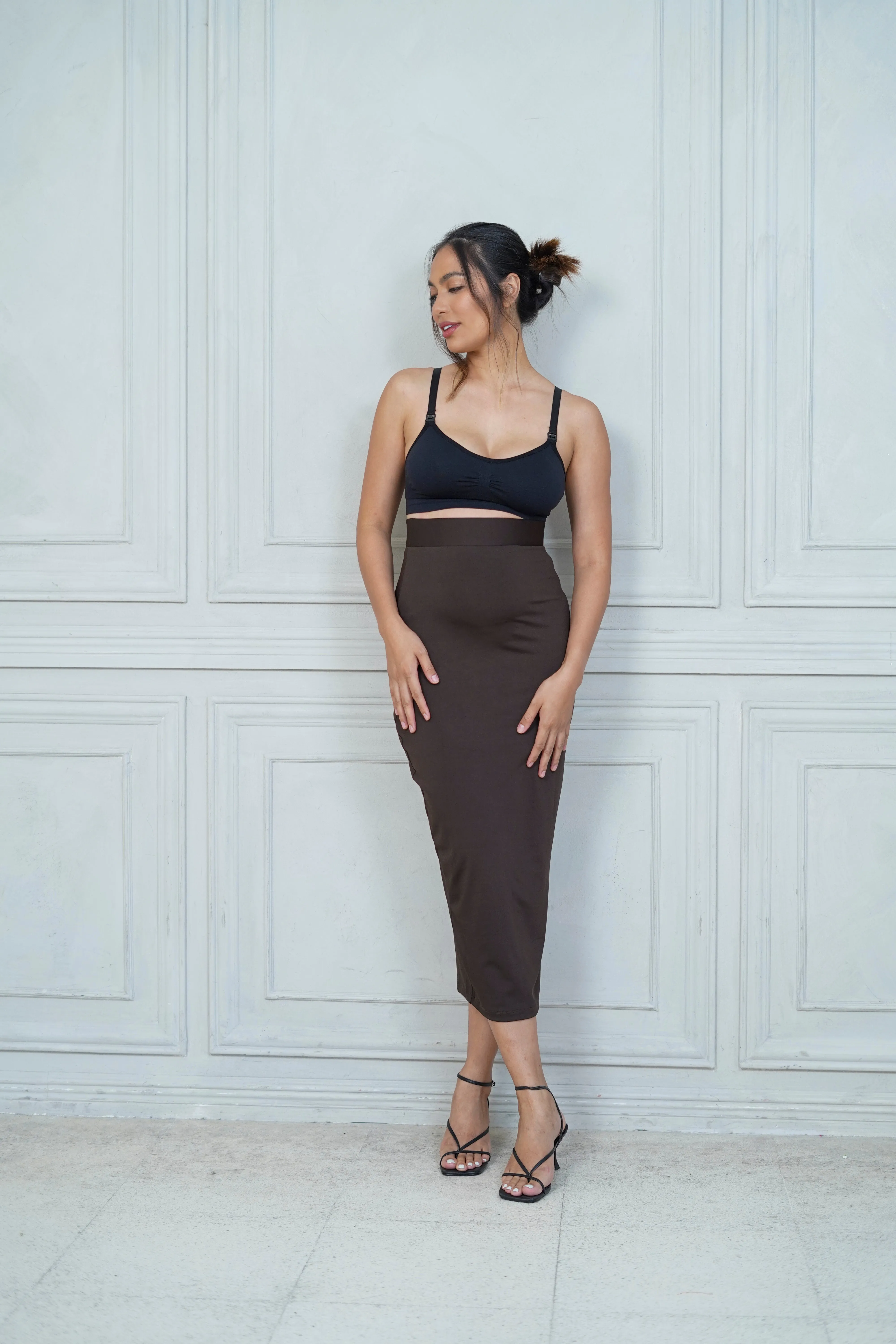Dawn Maternity Maxi Skirt   (Dark Brown)