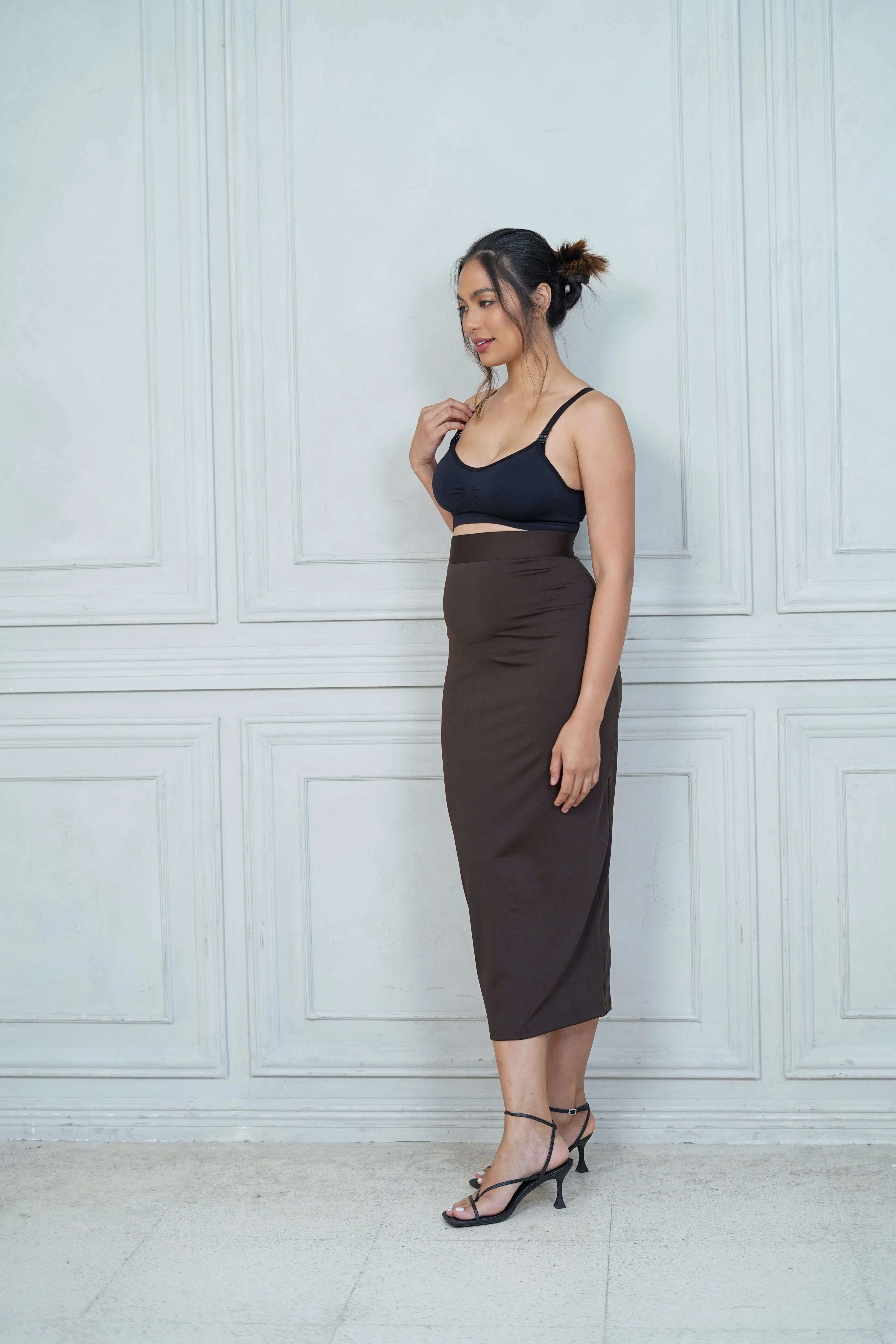 Dawn Maternity Maxi Skirt   (Dark Brown)