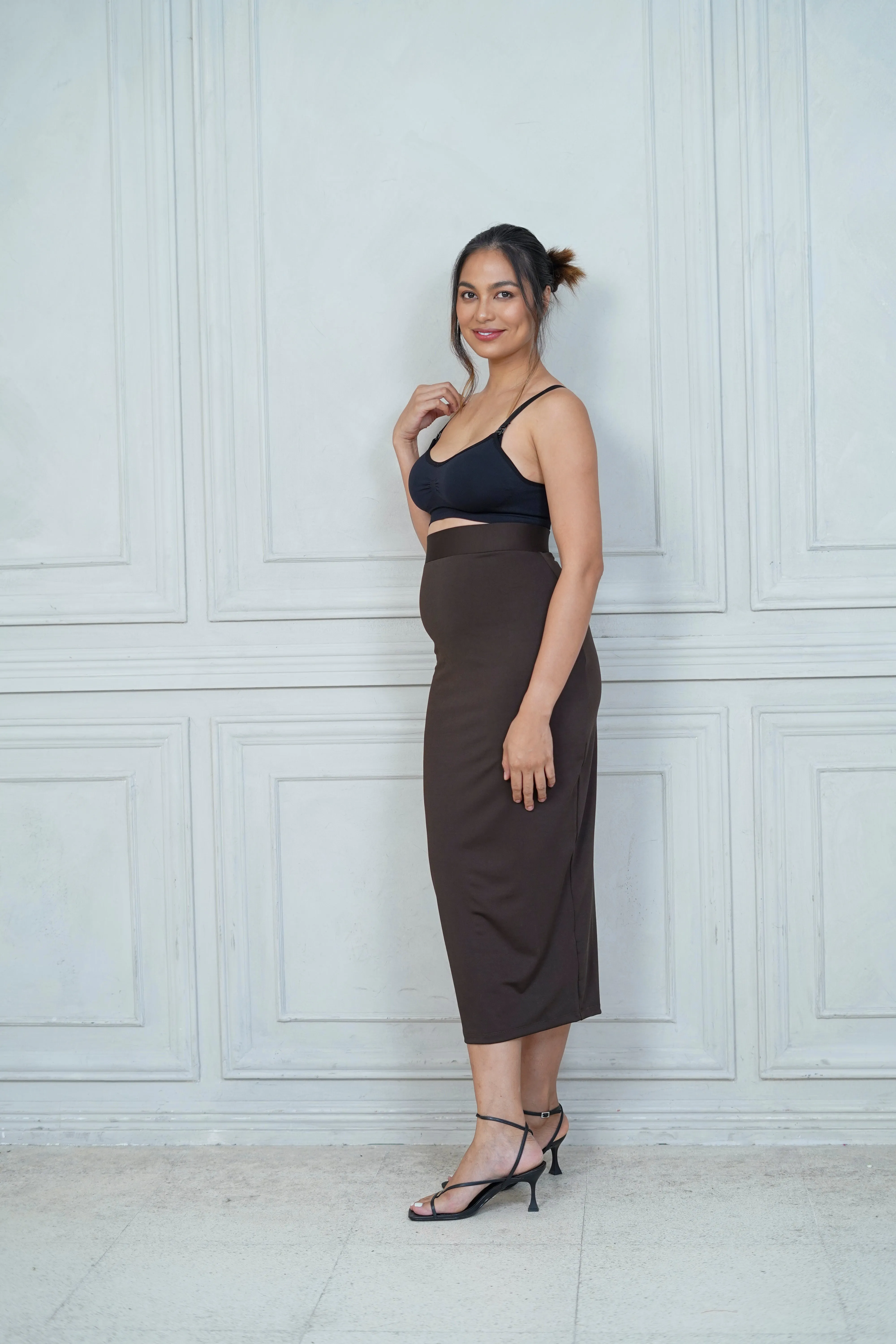 Dawn Maternity Maxi Skirt   (Dark Brown)