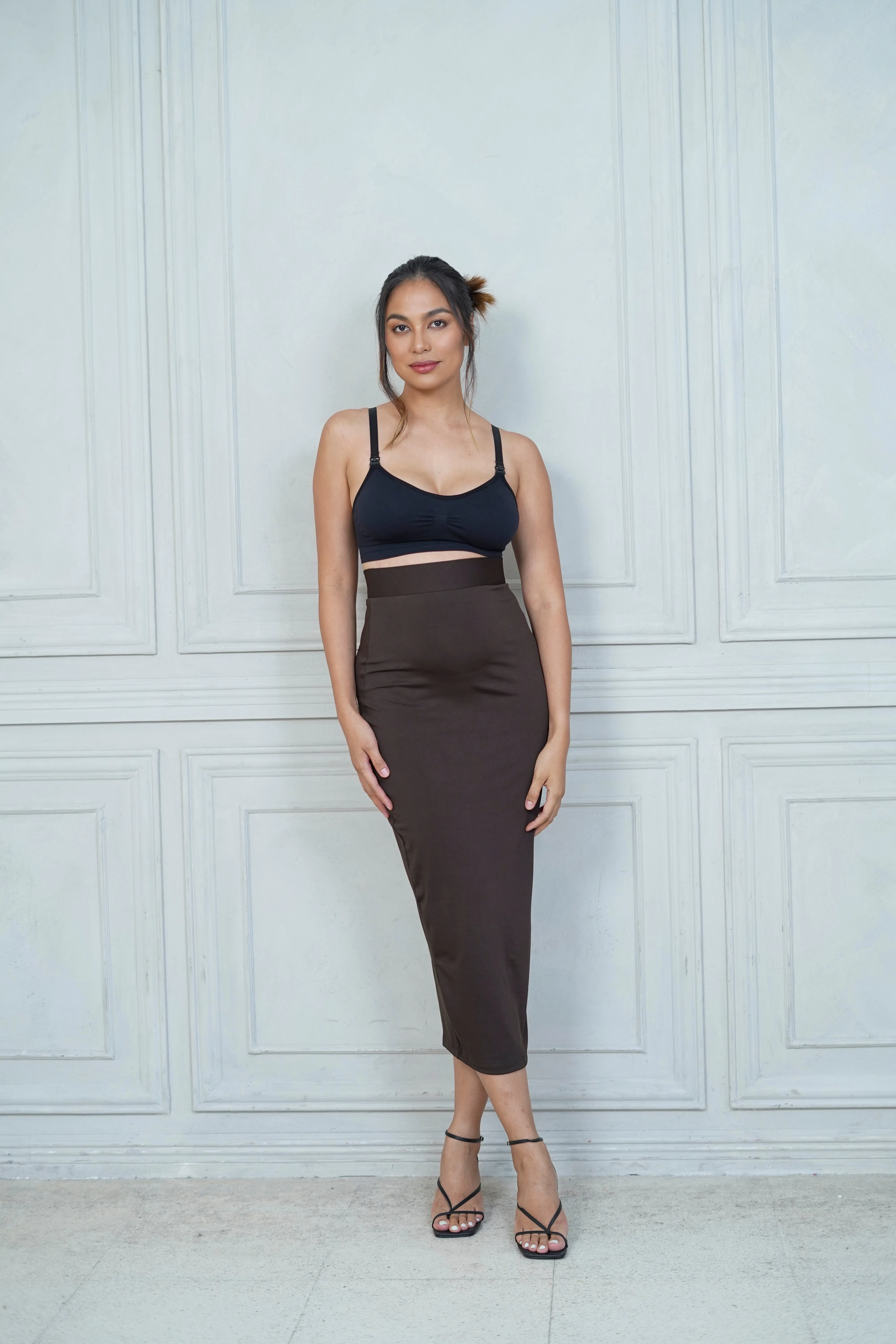 Dawn Maternity Maxi Skirt   (Dark Brown)