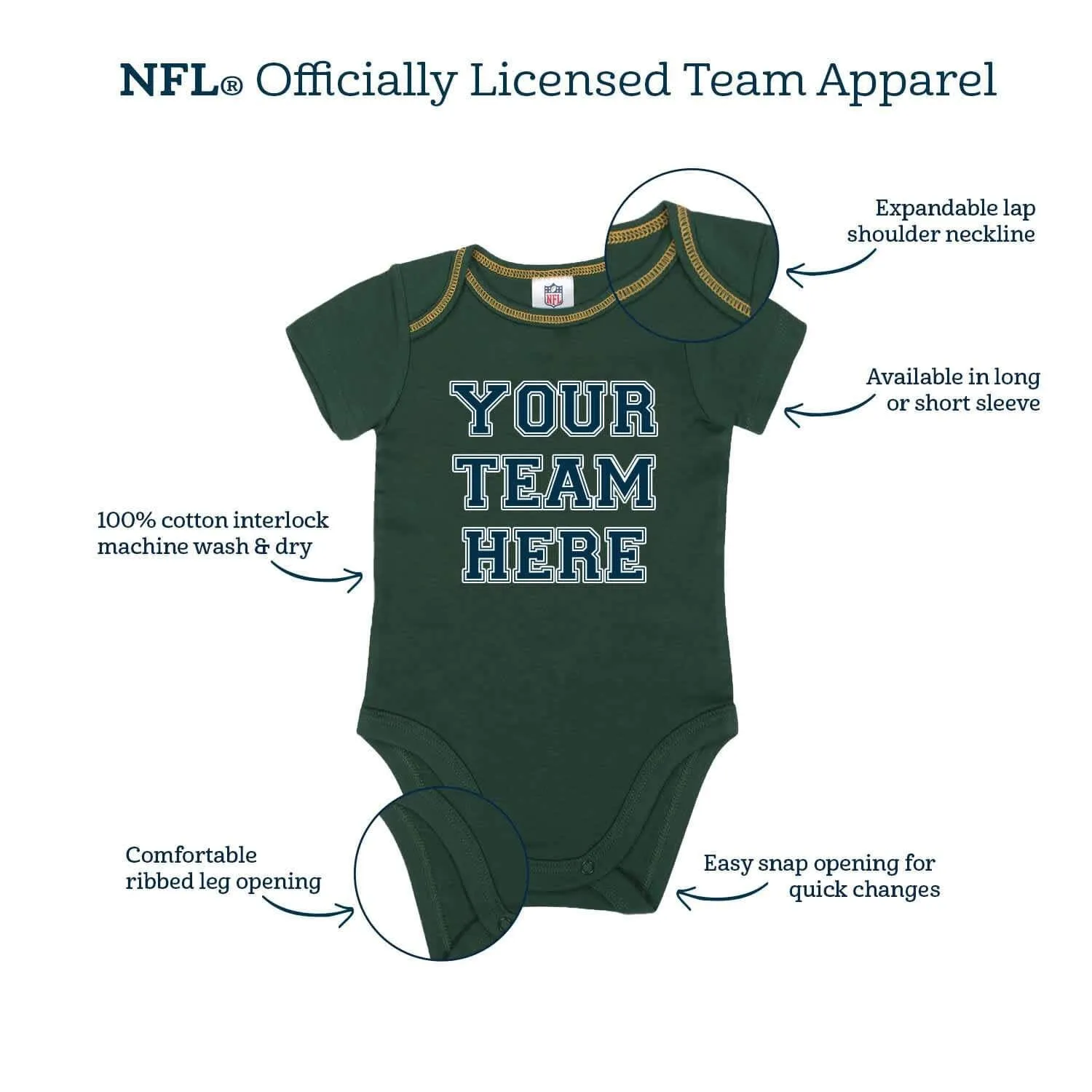 Detroit Lions 3-Piece Baby Boys Bodysuit, Bib, and Cap Set