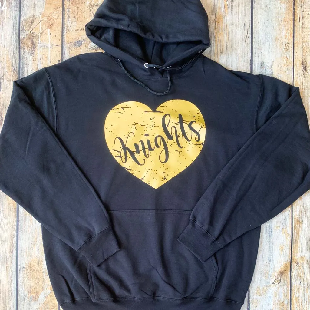 Distressed Vinyl Heart Hoodie Sweatshirt