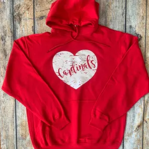 Distressed Vinyl Heart Hoodie Sweatshirt