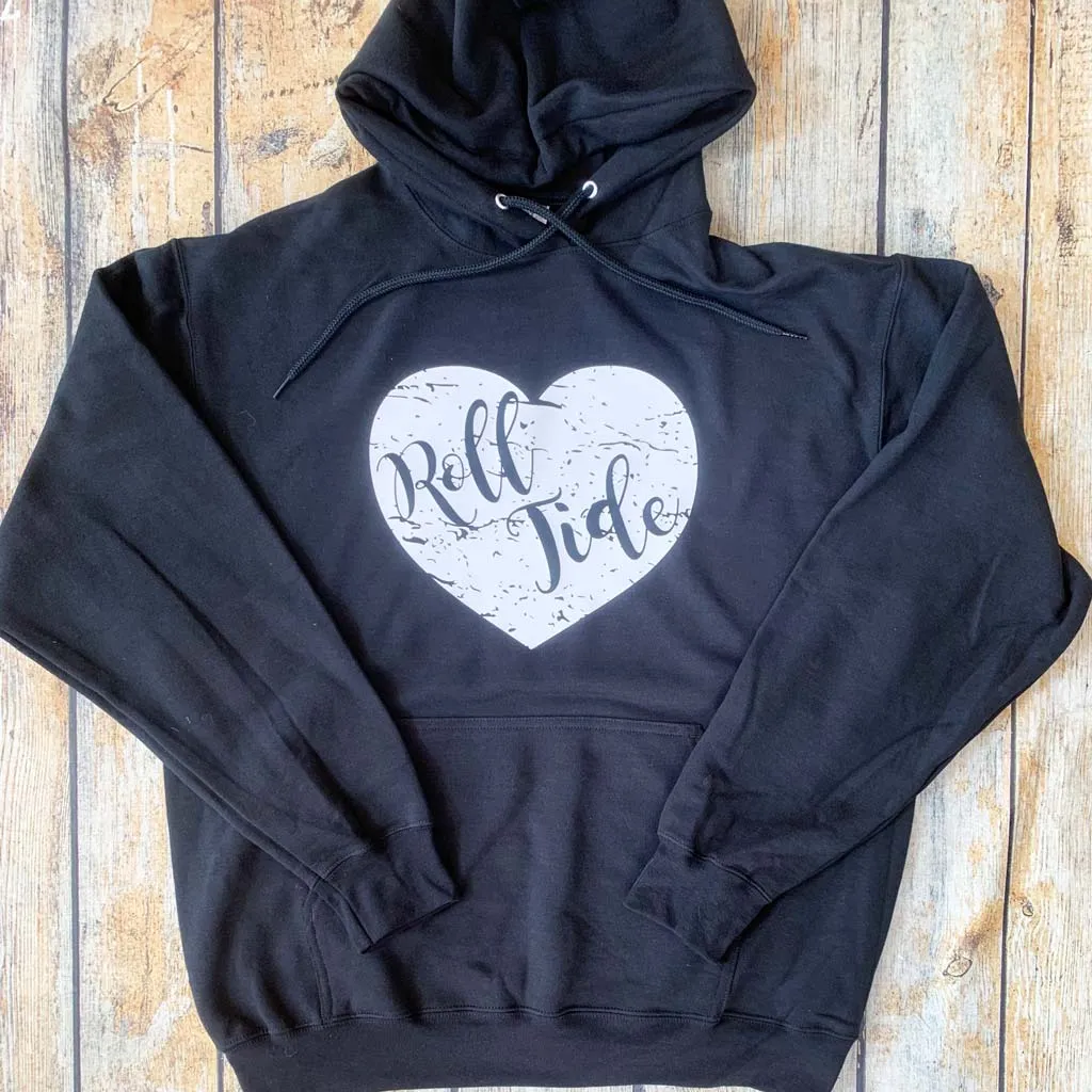 Distressed Vinyl Heart Hoodie Sweatshirt