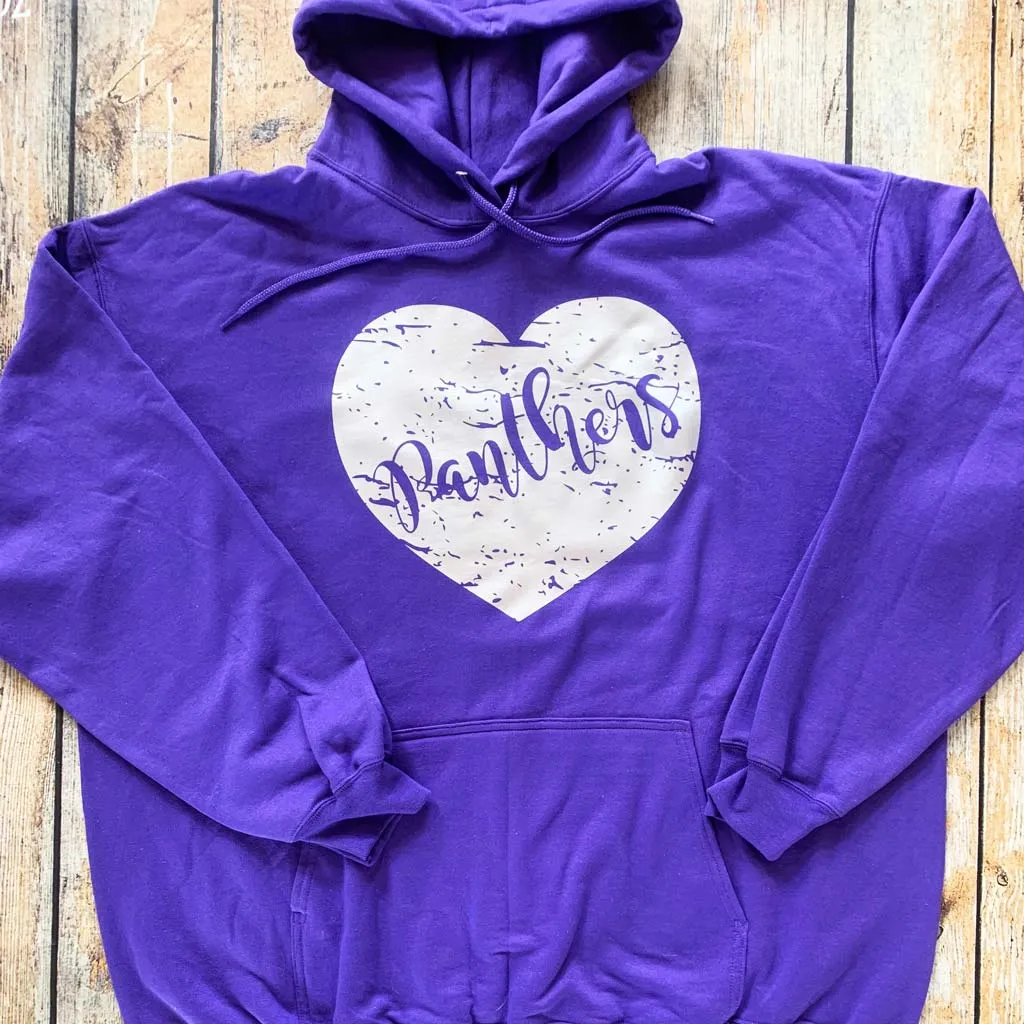 Distressed Vinyl Heart Hoodie Sweatshirt