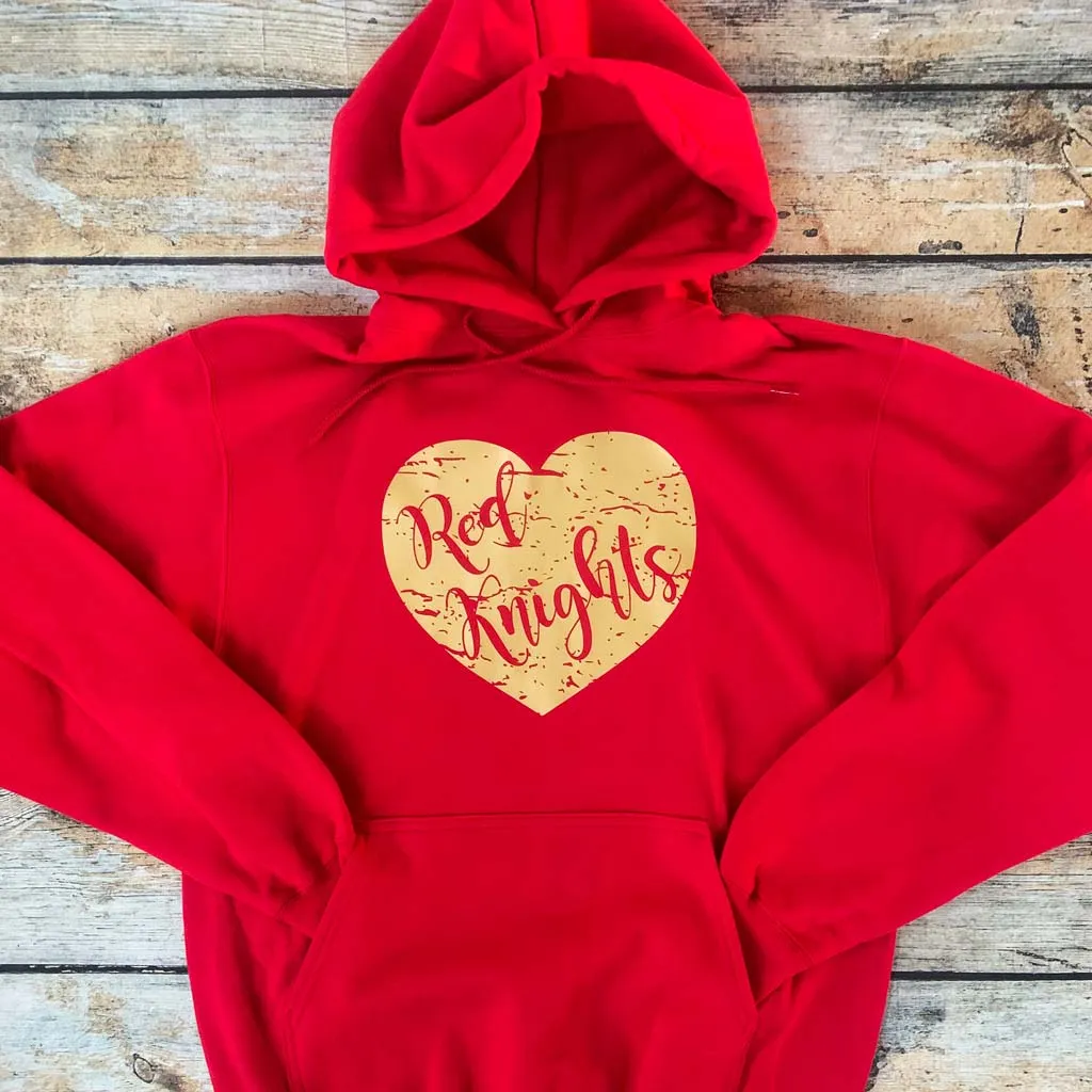 Distressed Vinyl Heart Hoodie Sweatshirt