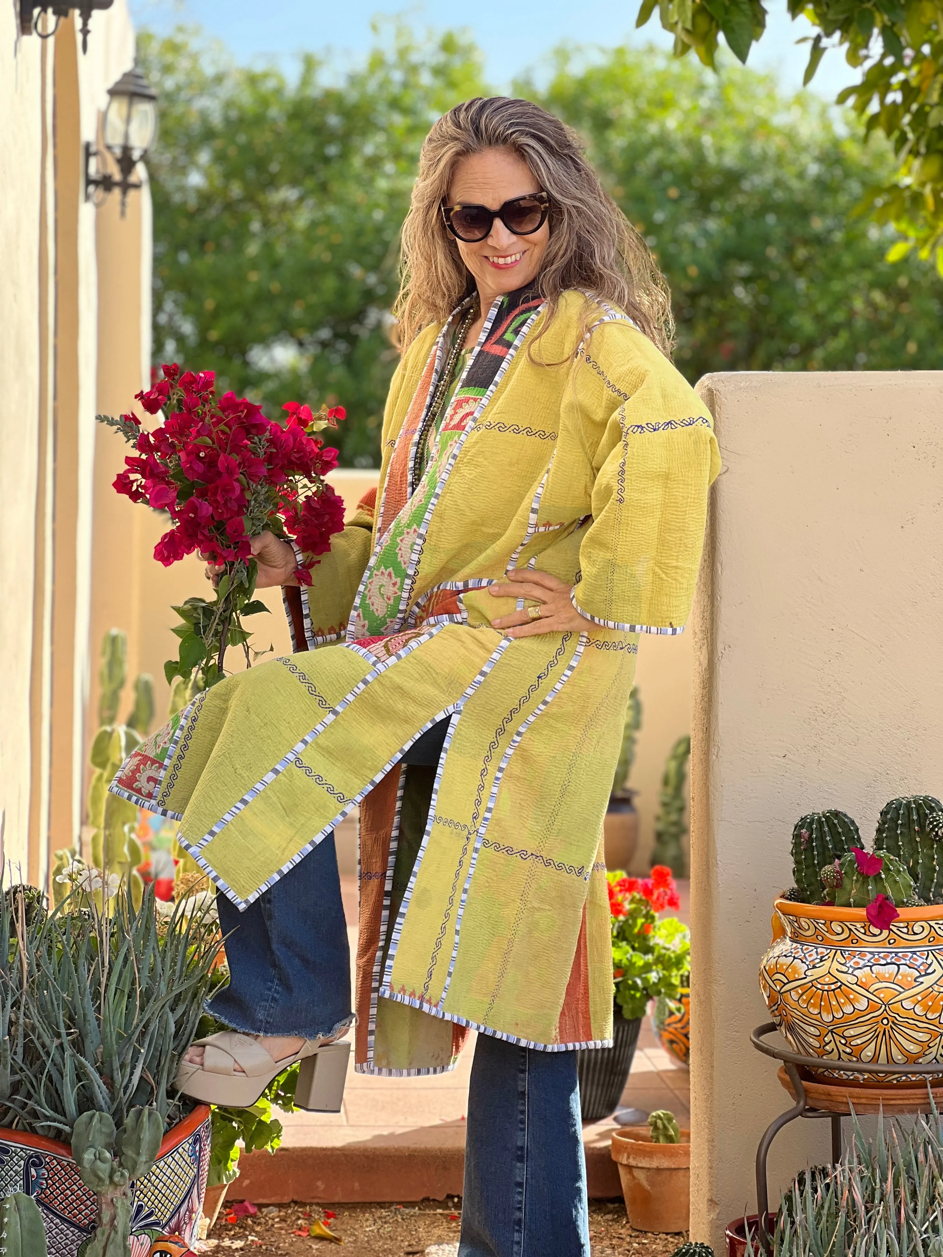 Dyani cotton quilted vintage kantha coat