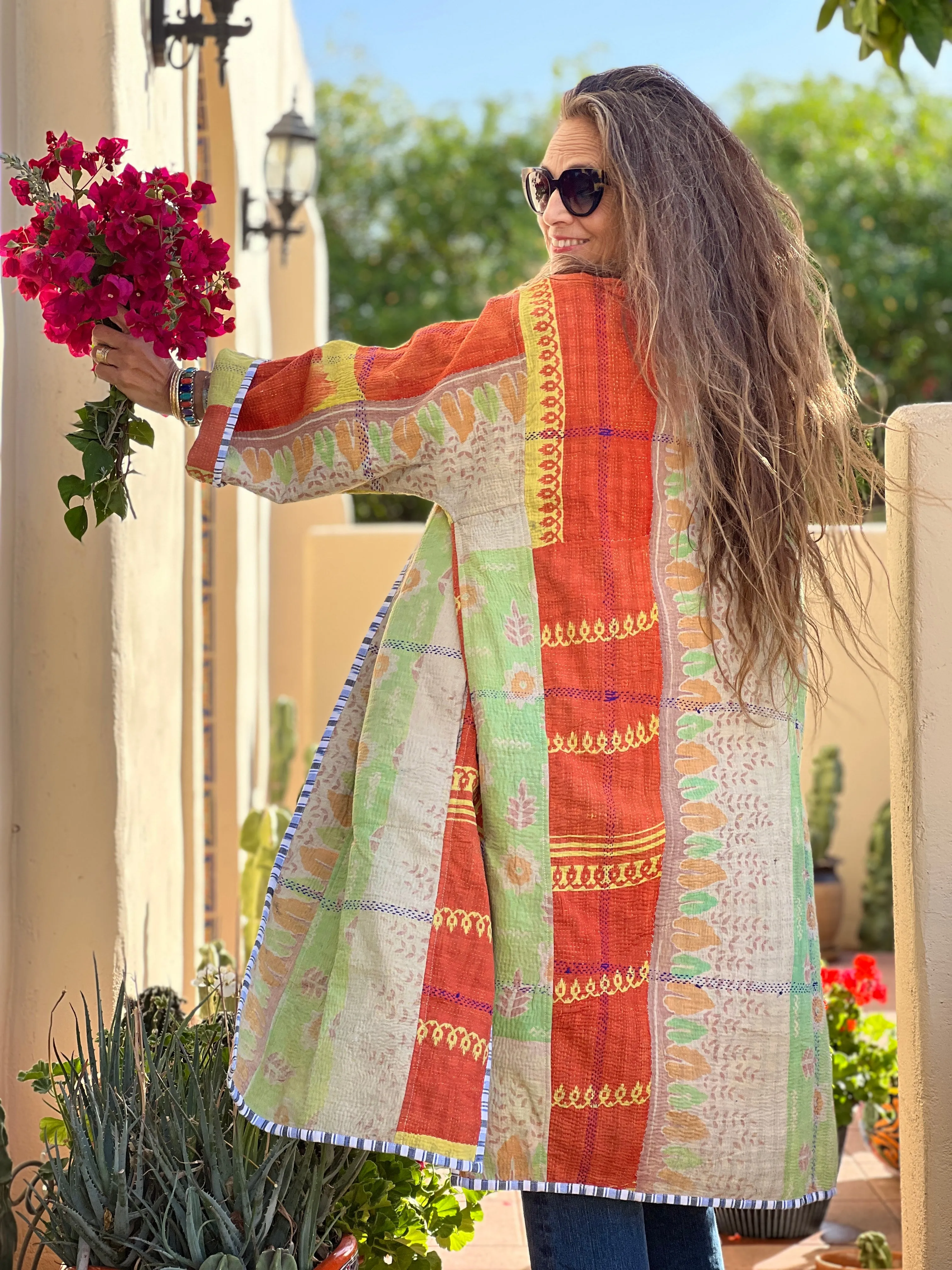 Dyani cotton quilted vintage kantha coat
