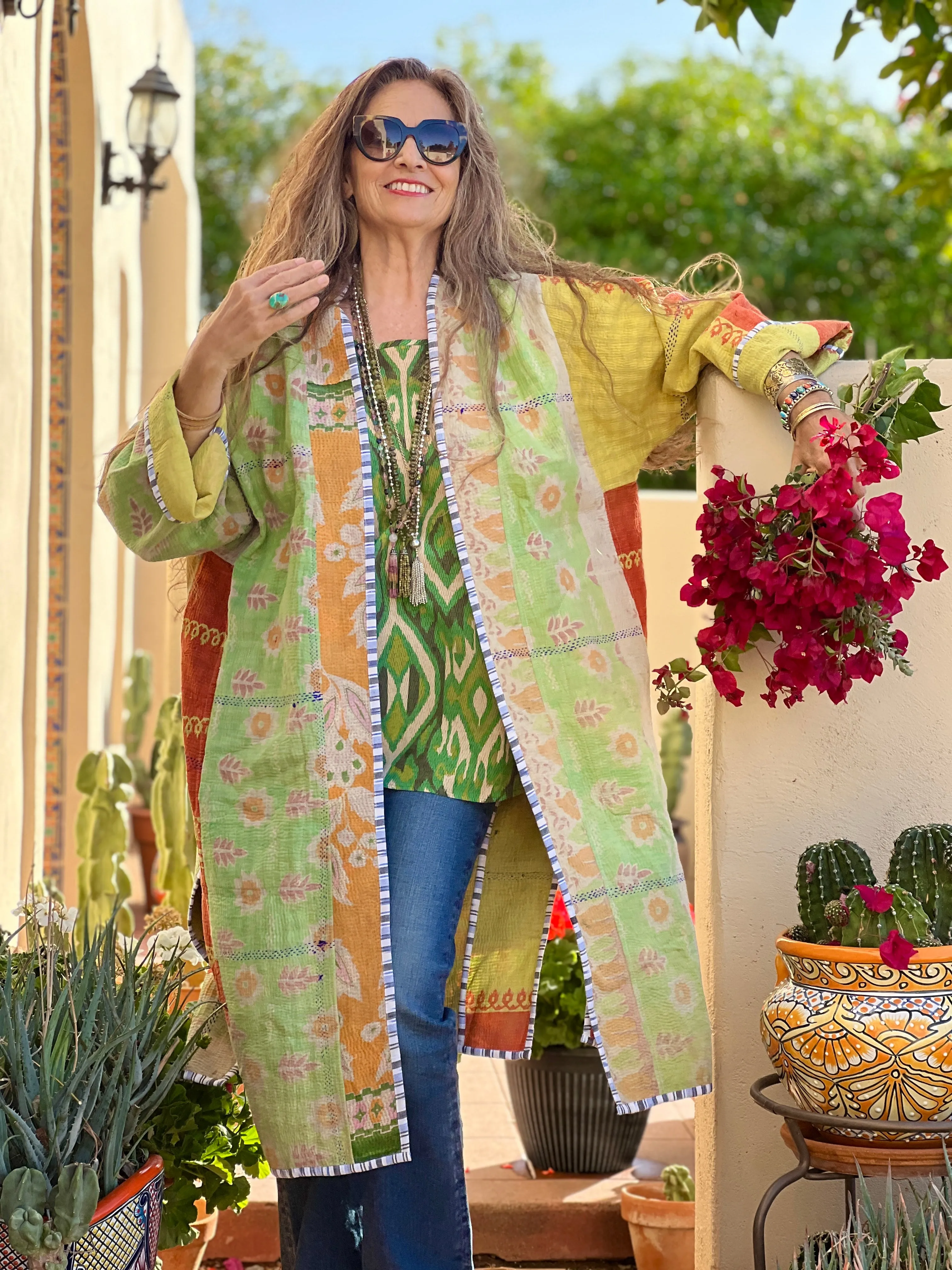 Dyani cotton quilted vintage kantha coat