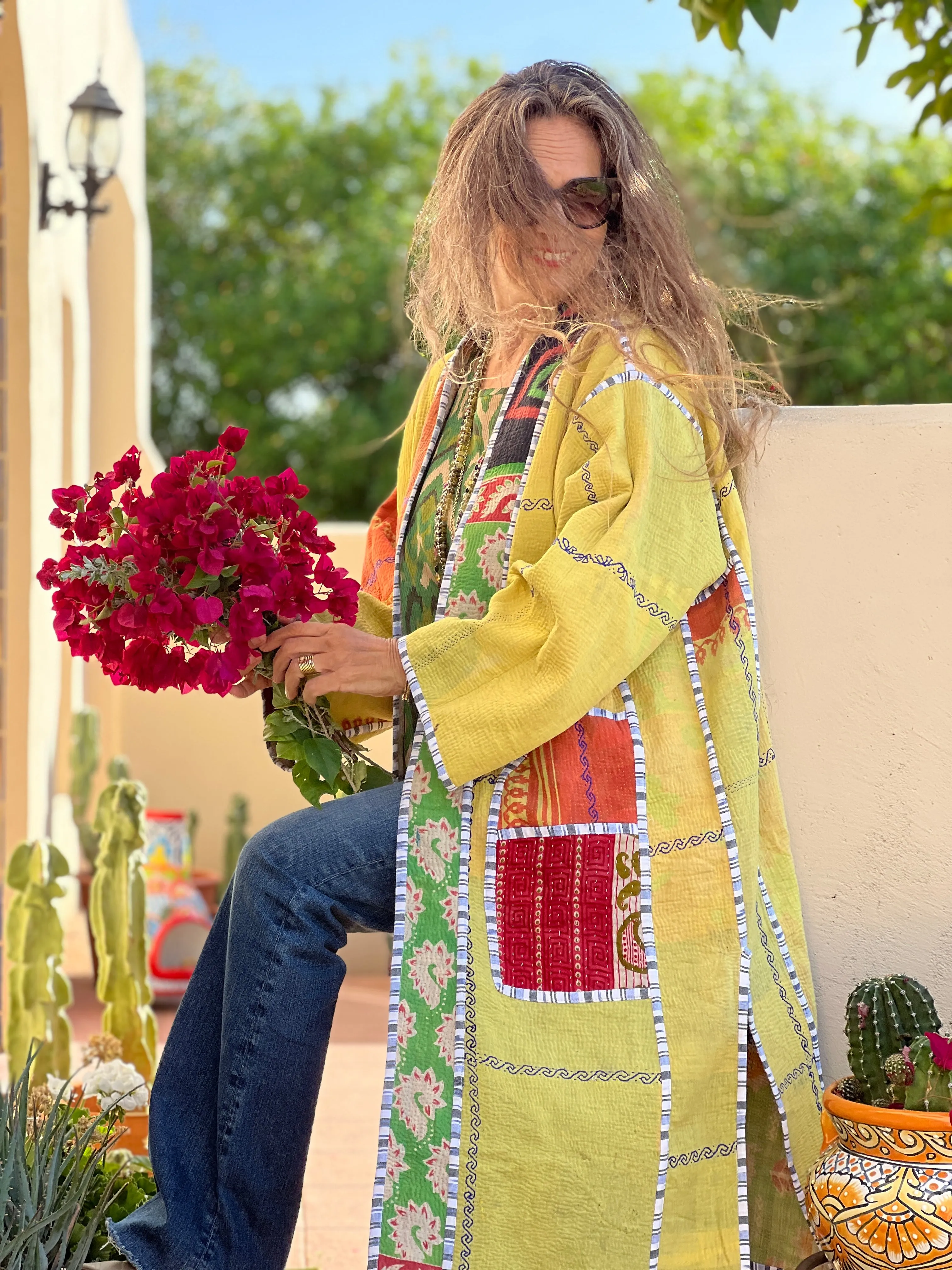 Dyani cotton quilted vintage kantha coat