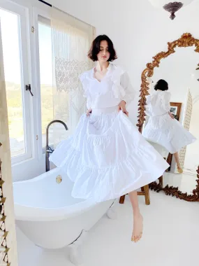 Elouise Tiered Skirt White S