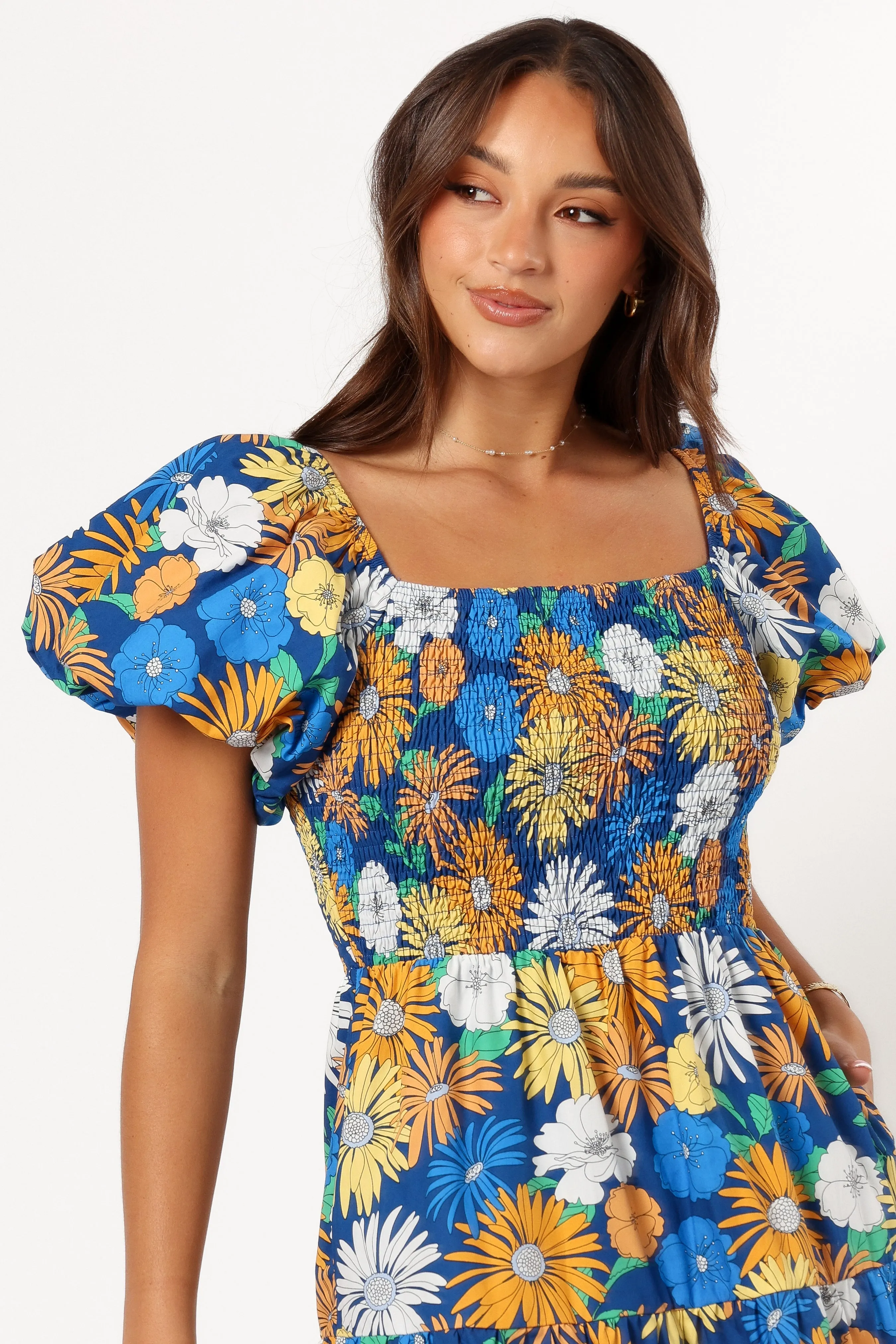 Elsie Short Sleeve Maxi Dress - Denim Blue