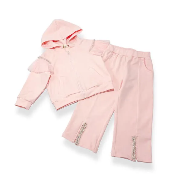 Embellished Hooded Jacket -Pink