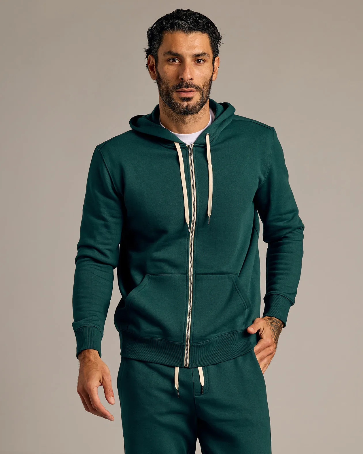 Emerald Fleece French Terry Zip Hoodie