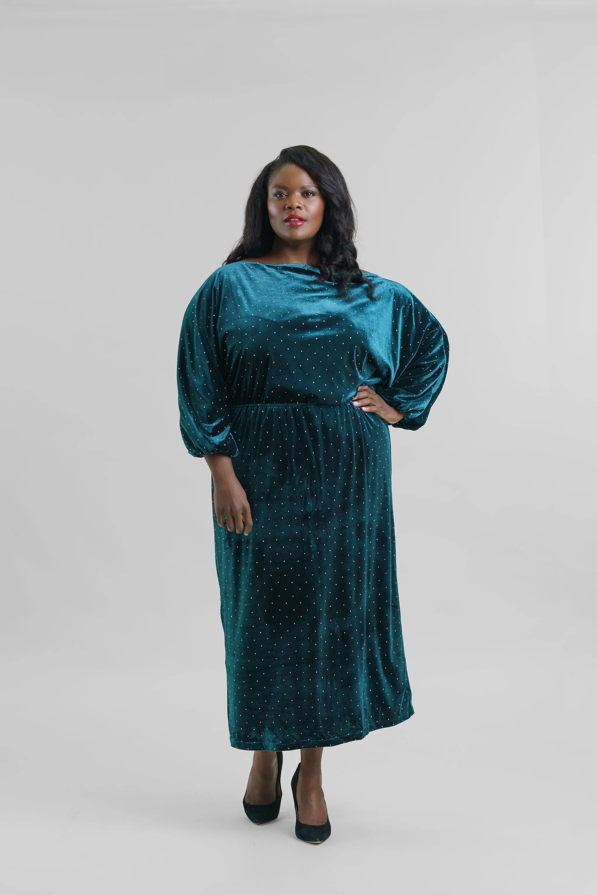 EMERALD VELVET TILLY DRESS