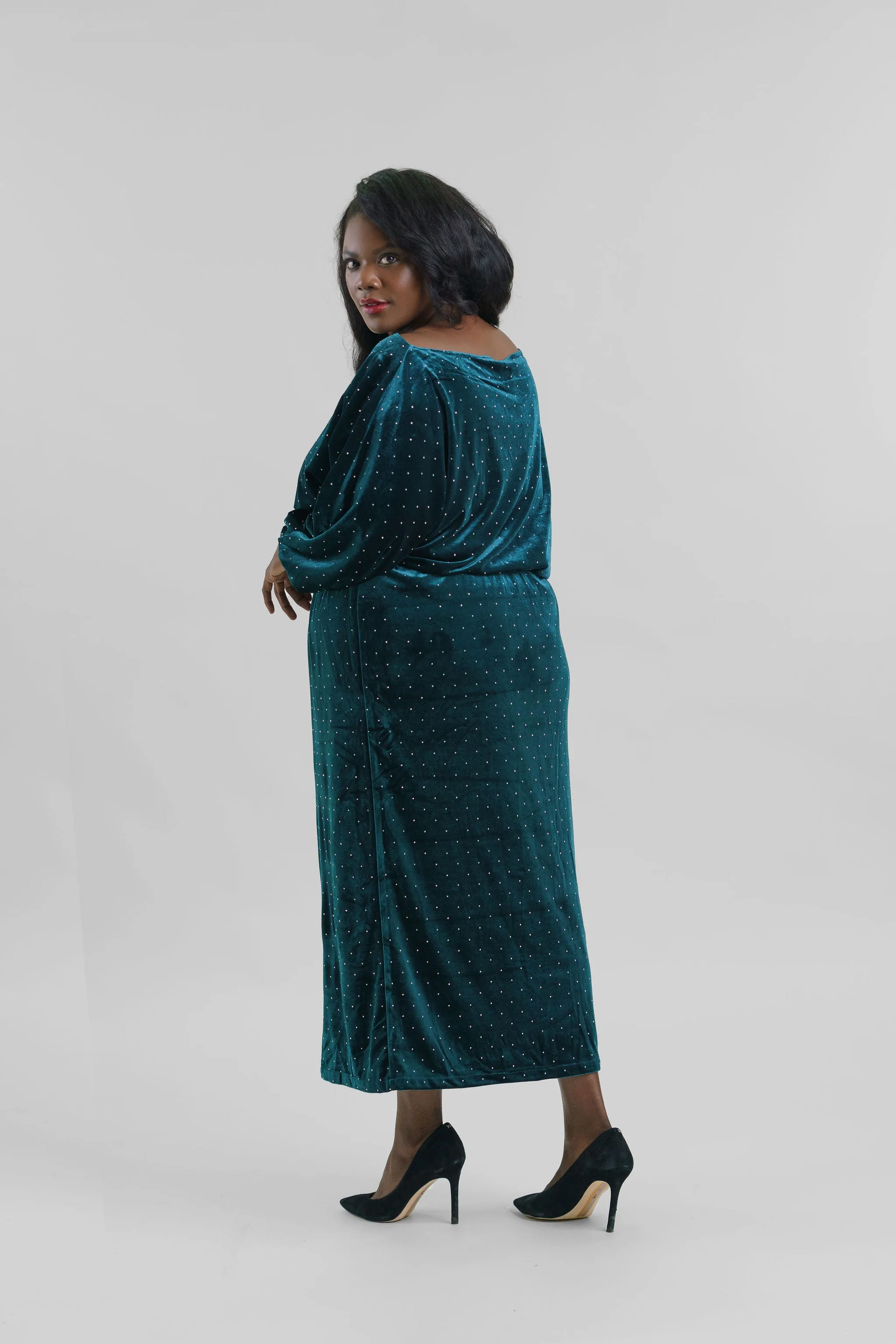 EMERALD VELVET TILLY DRESS