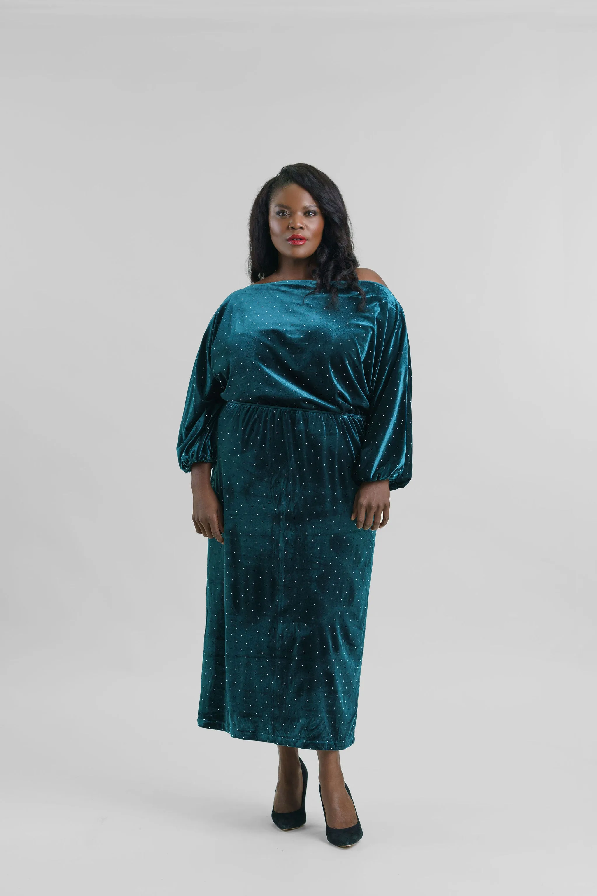 EMERALD VELVET TILLY DRESS