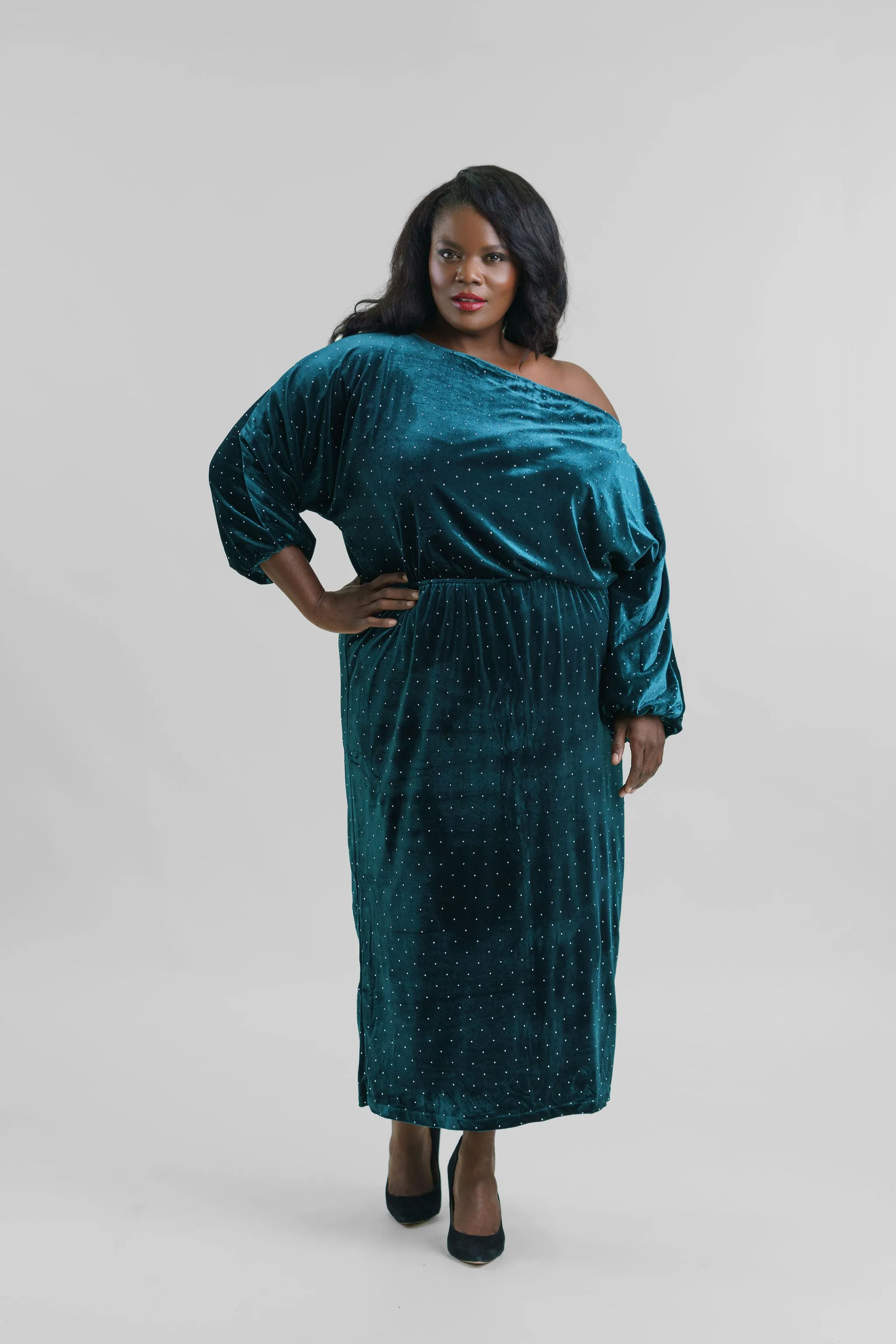 EMERALD VELVET TILLY DRESS