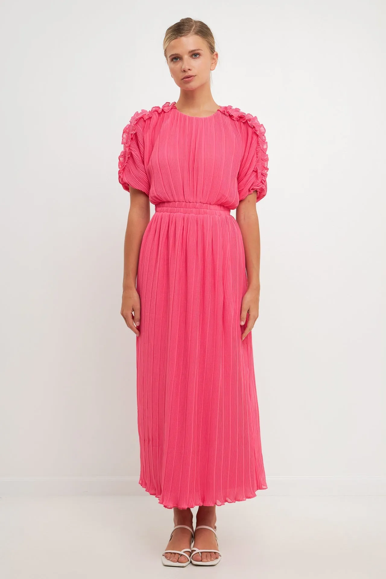 Endless Rose - Chiffon Plisse Back Cutout Maxi Dress