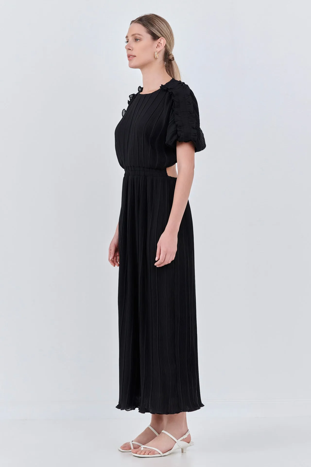 Endless Rose - Chiffon Plisse Back Cutout Maxi Dress